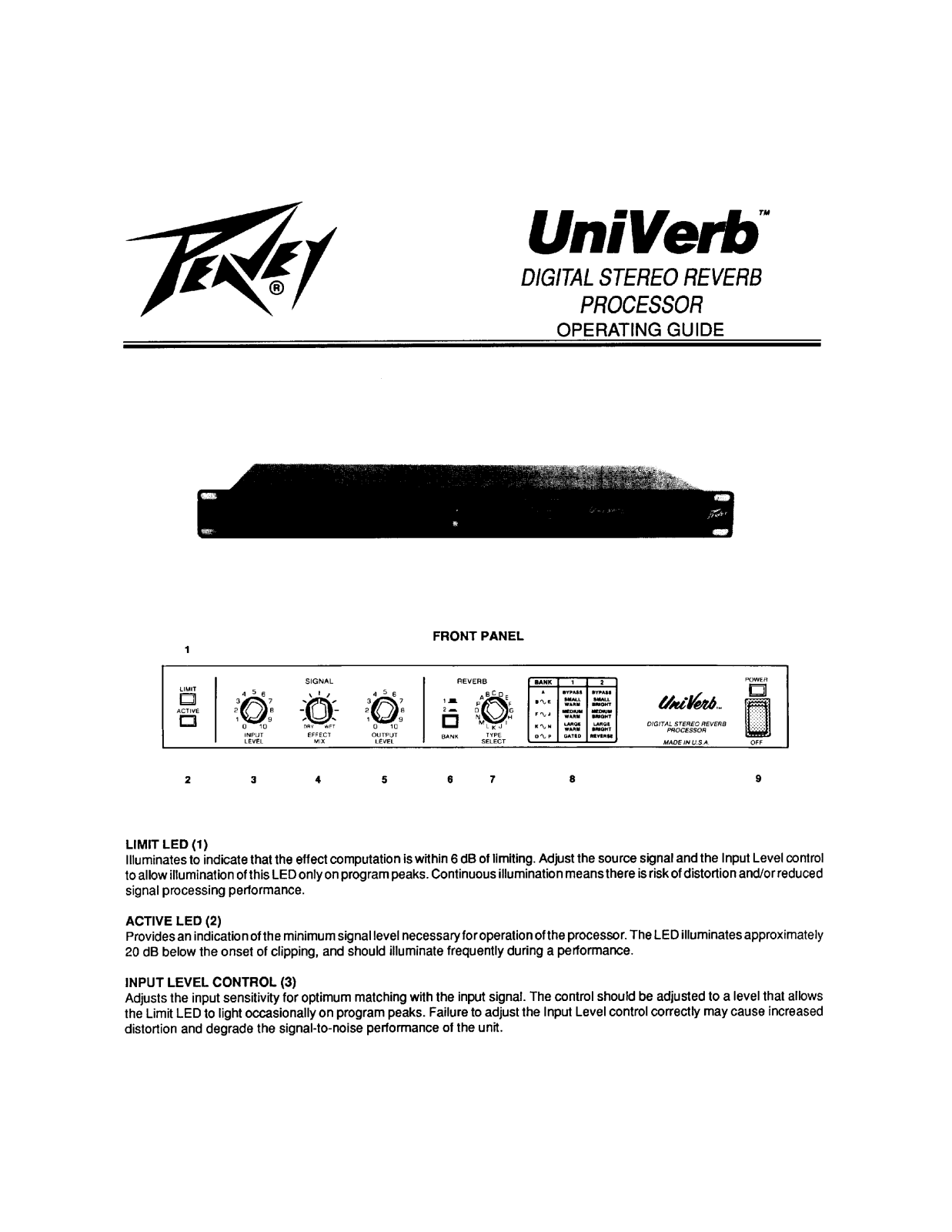 Peavey Univerb User Manual