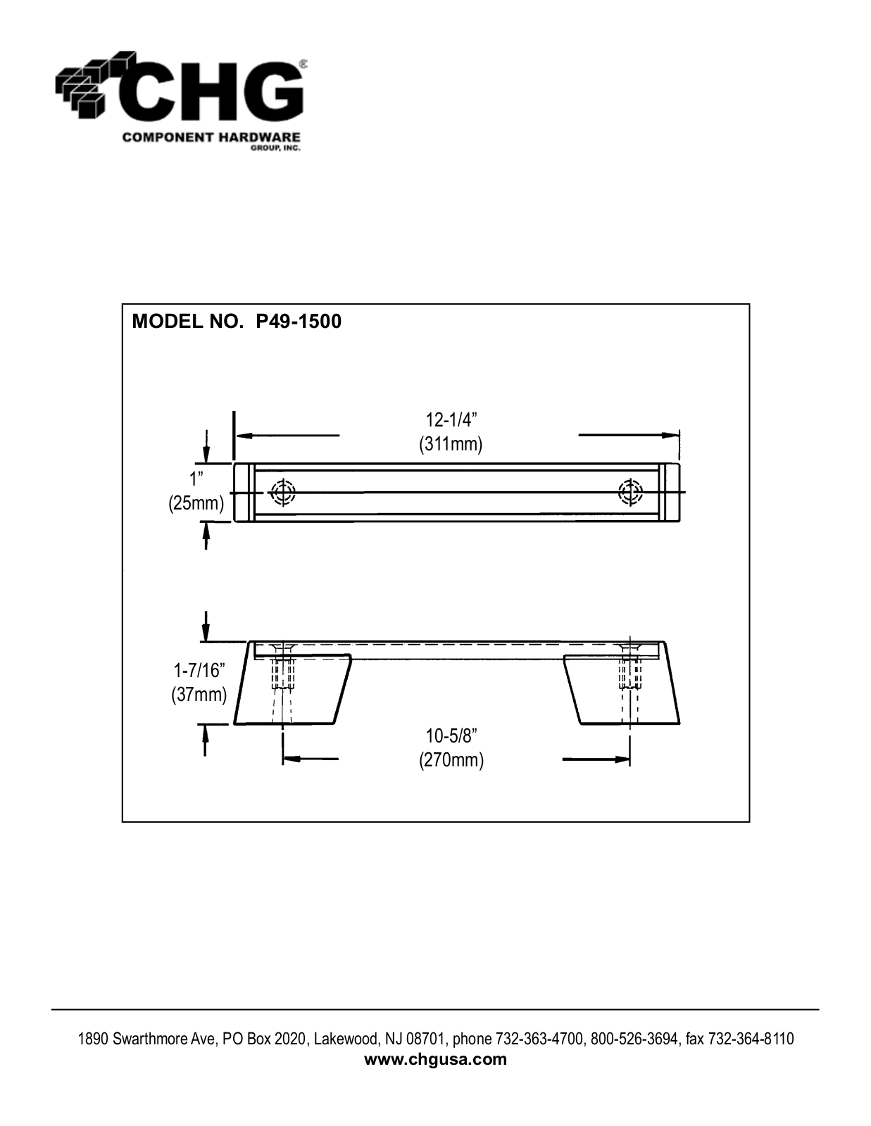 Component Hardware P49-1500 User Manual