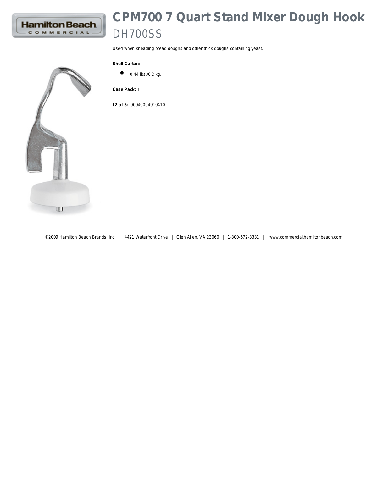 Hamilton Beach DH700SS Specifications - ManualMachine.com