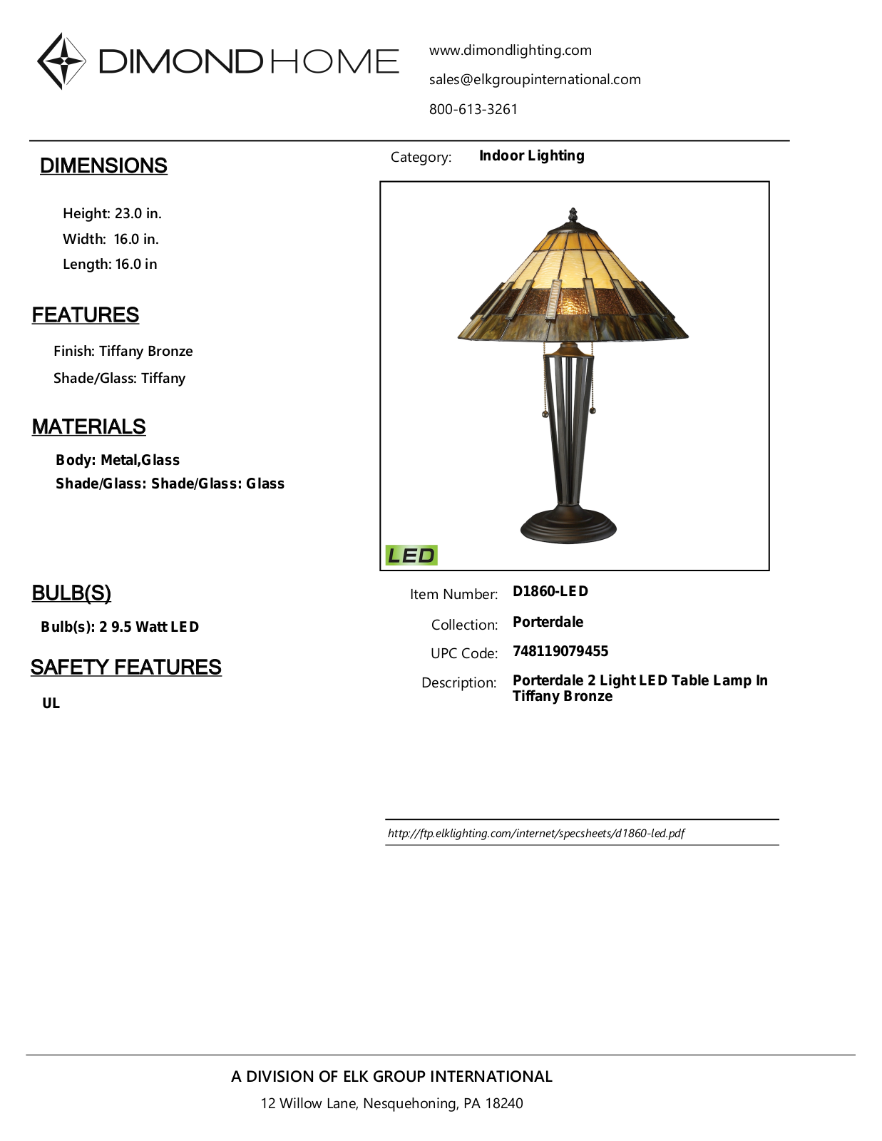 ELK Home D1860LED User Manual