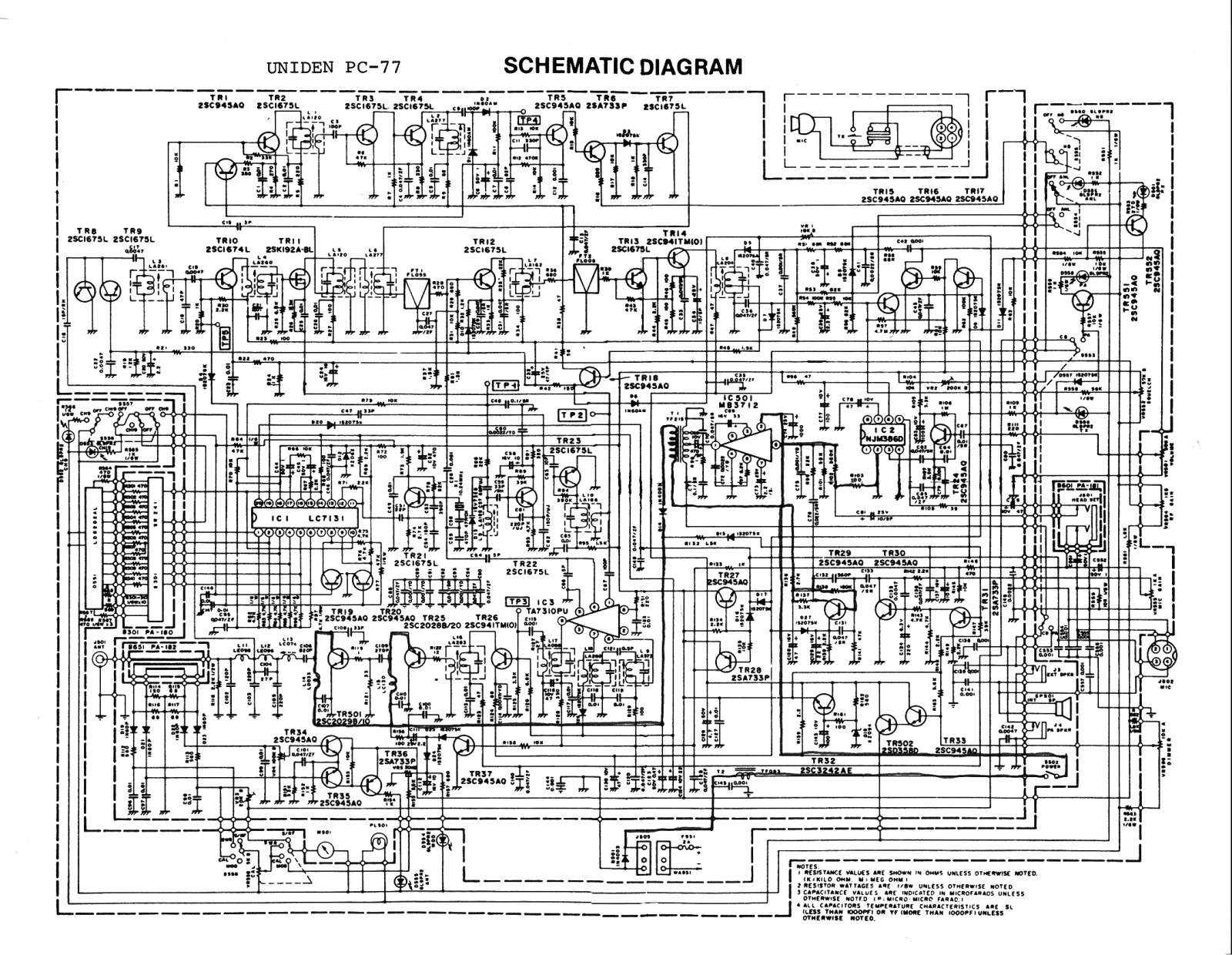 Uniden PC77 Schematic