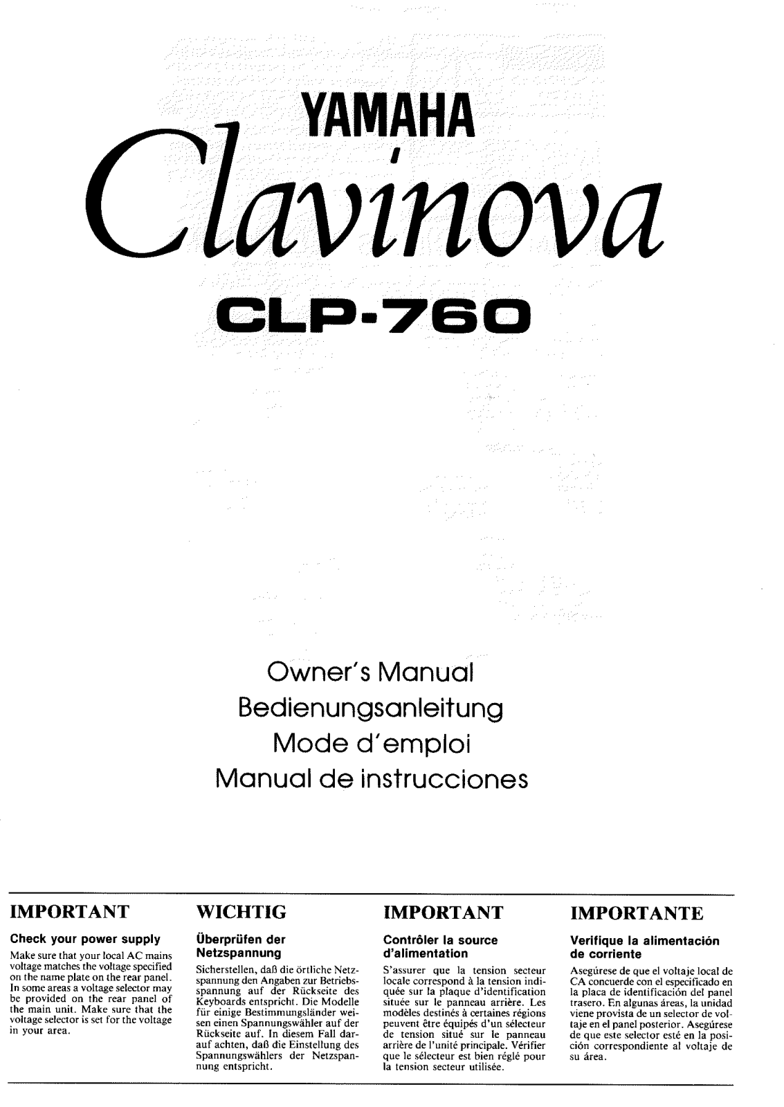 Yamaha CLP-760 User Manual