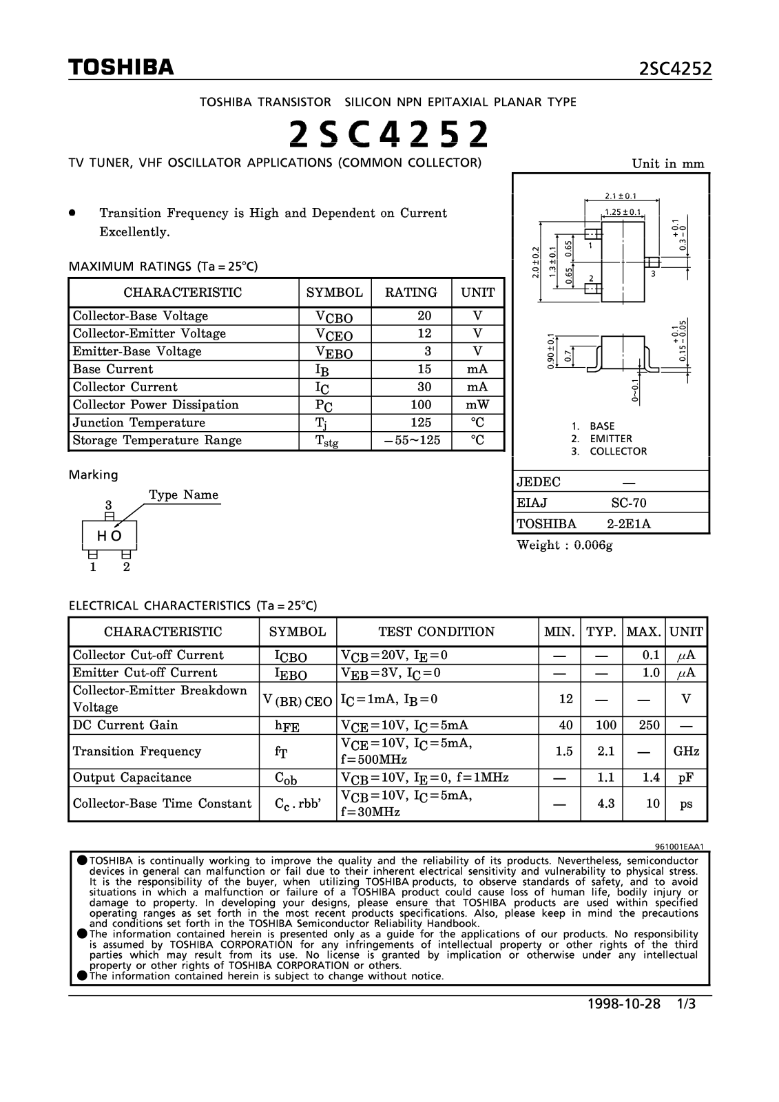 Toshiba 2SC4252 Datasheet