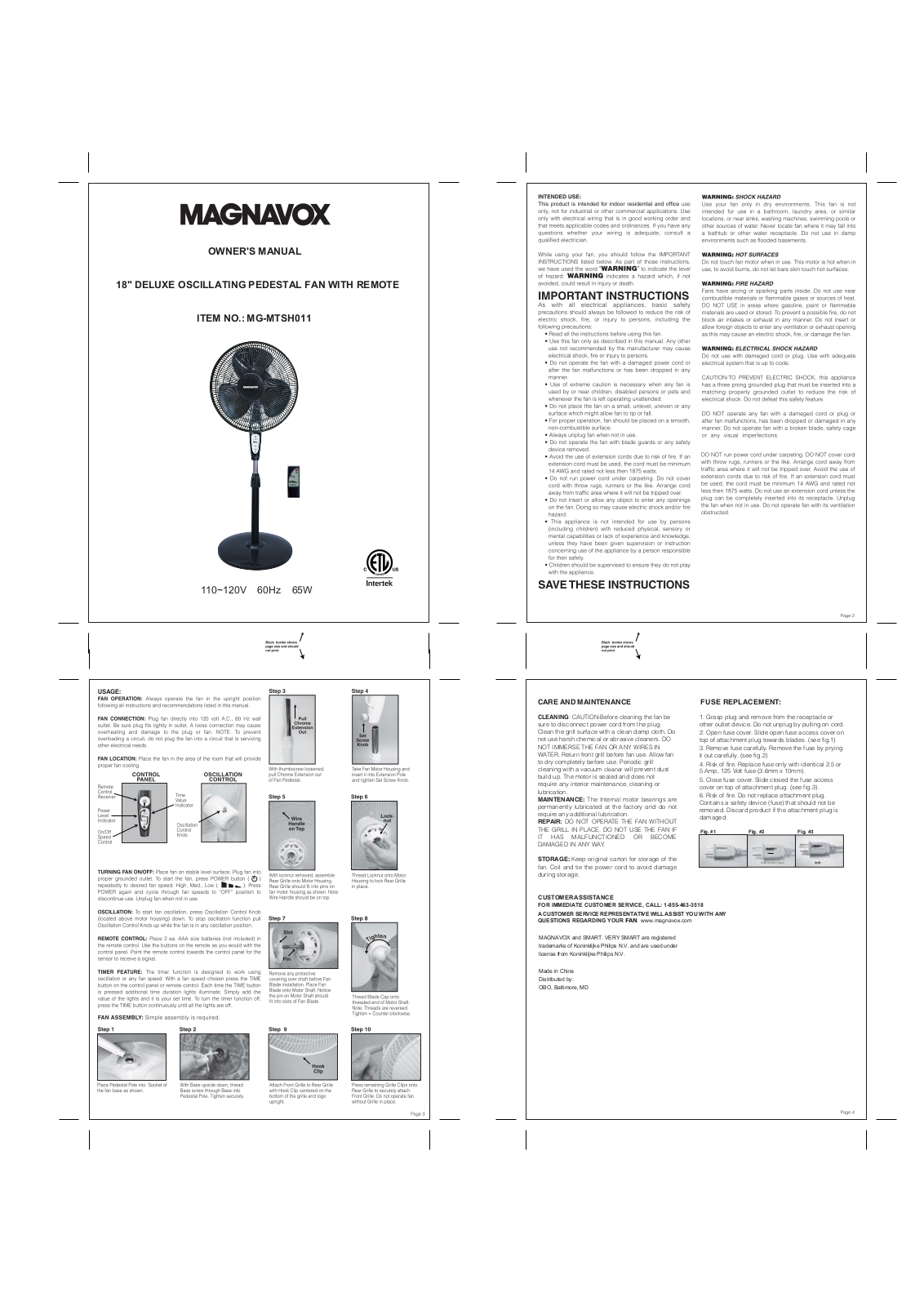 Magnavox MG-MTSH011 User Manual