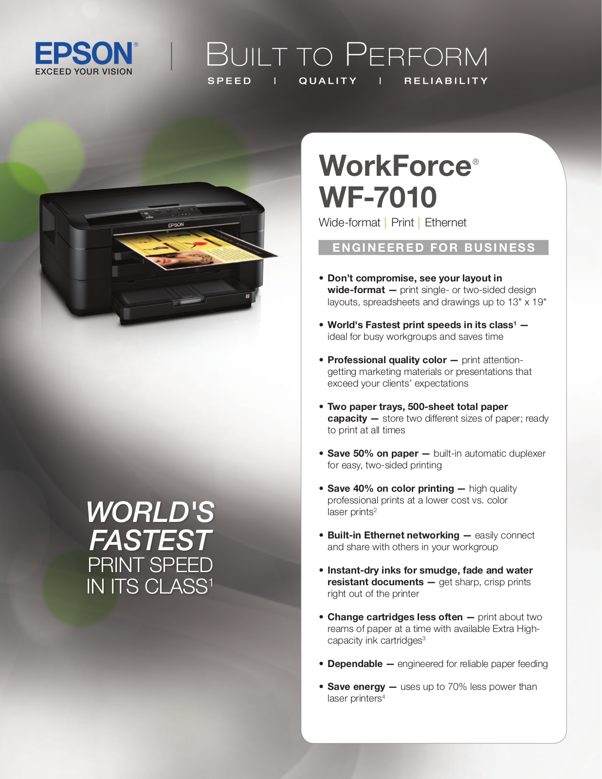 Epson WorkForce WF-7010 Product Specifications