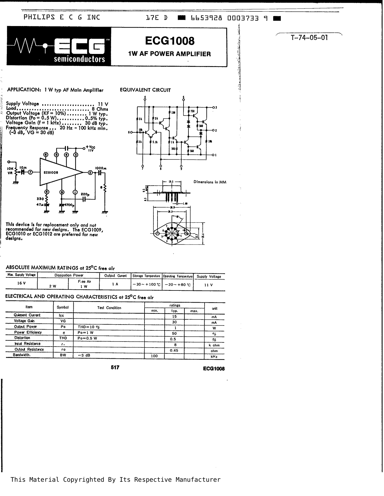 Datasheet ECG1008 Specification - ManualMachine.com