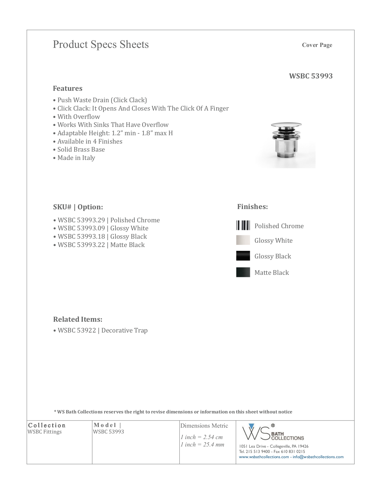 WS Bath Collections WSO3749 Specifications - ManualMachine.com