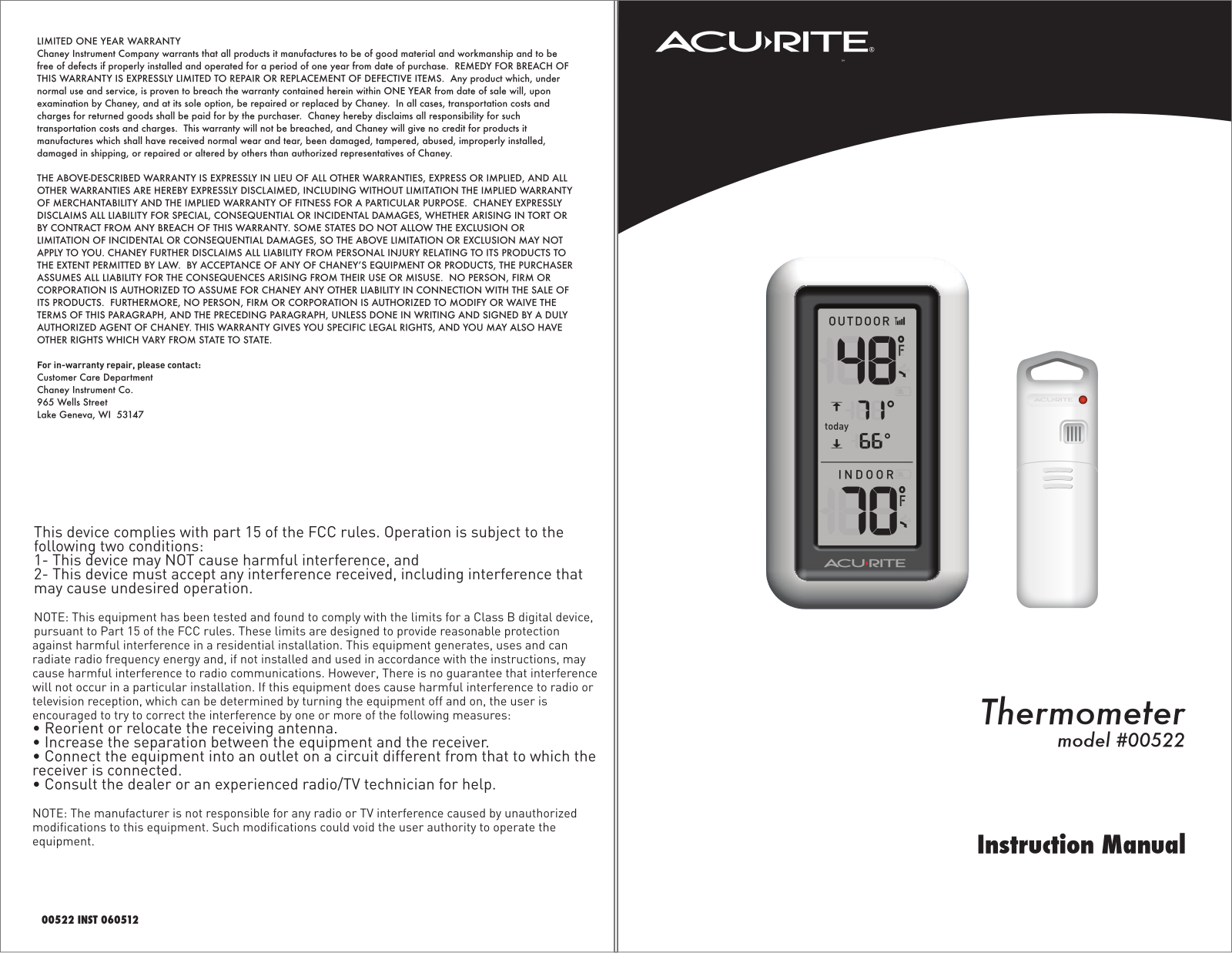 Acu-Rite 522 User Manual