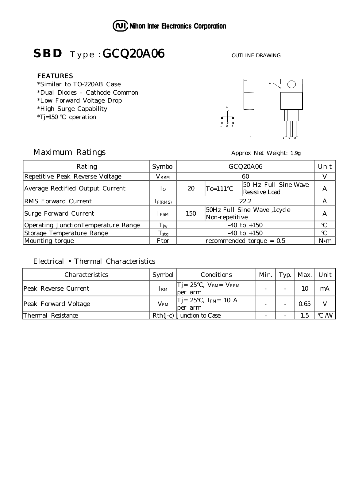 Datasheet GCQ20A06 Datasheet (NIHON) - ManualMachine.com