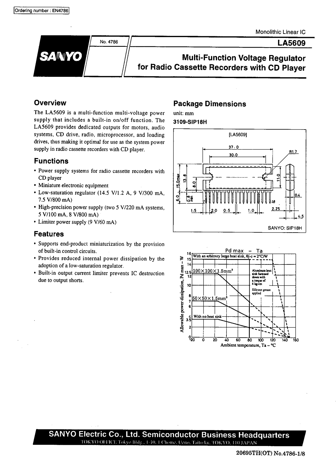 SANYO LA5609 Datasheet