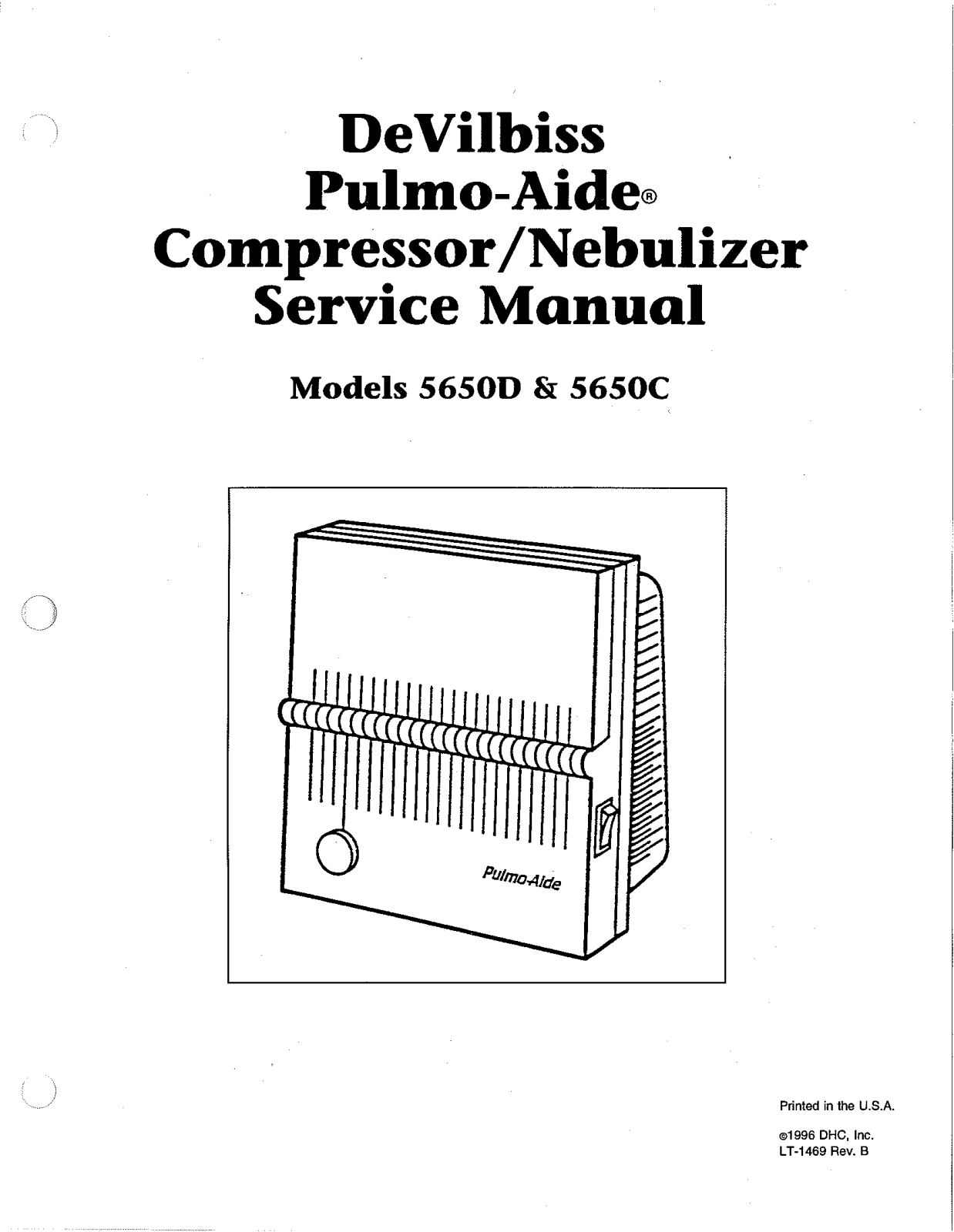 DeVilbiss Pulmo-Aide 5650D, Pulmo-Aide 5650C User manual