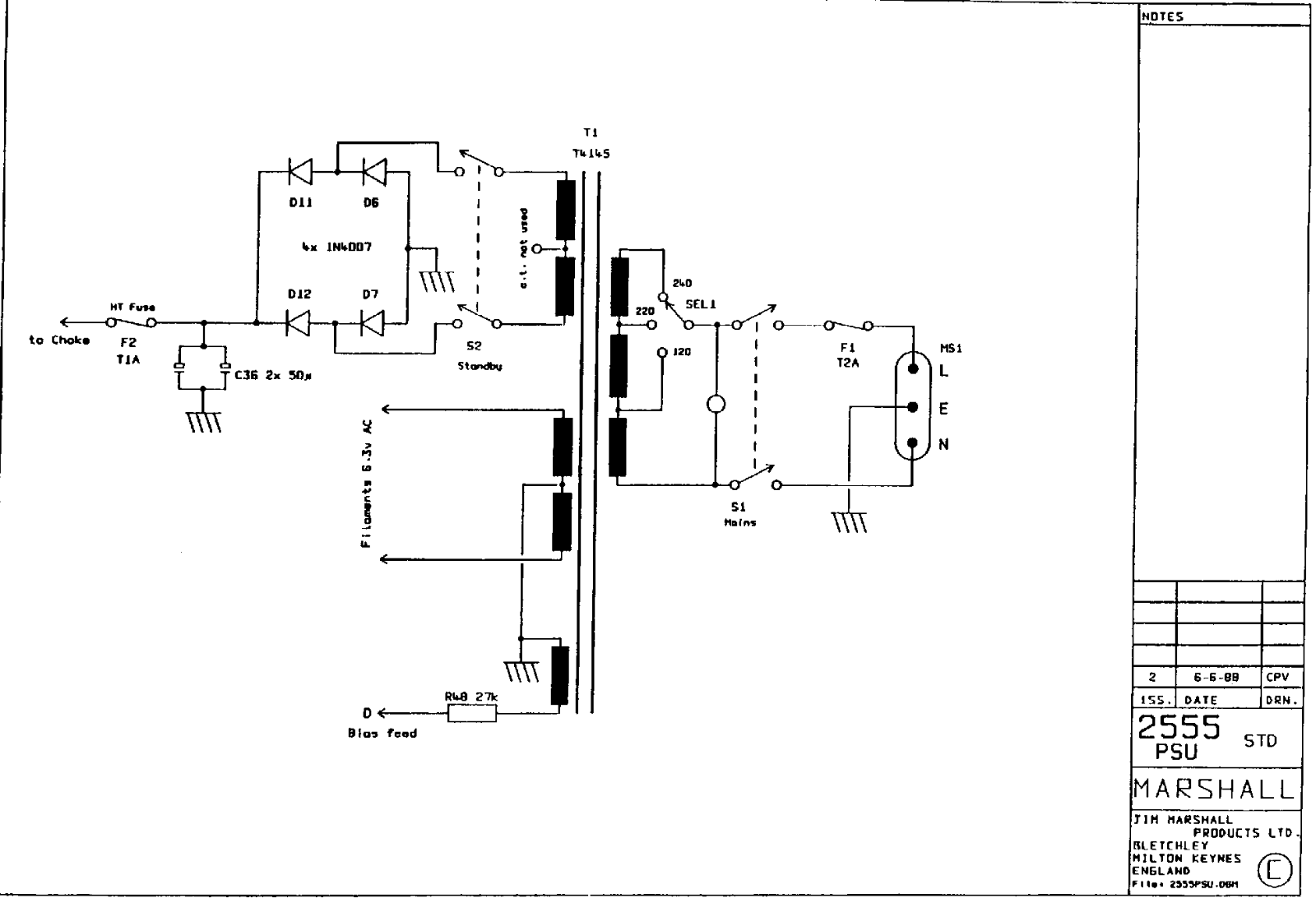 Marshall 2555-Psu Schematic