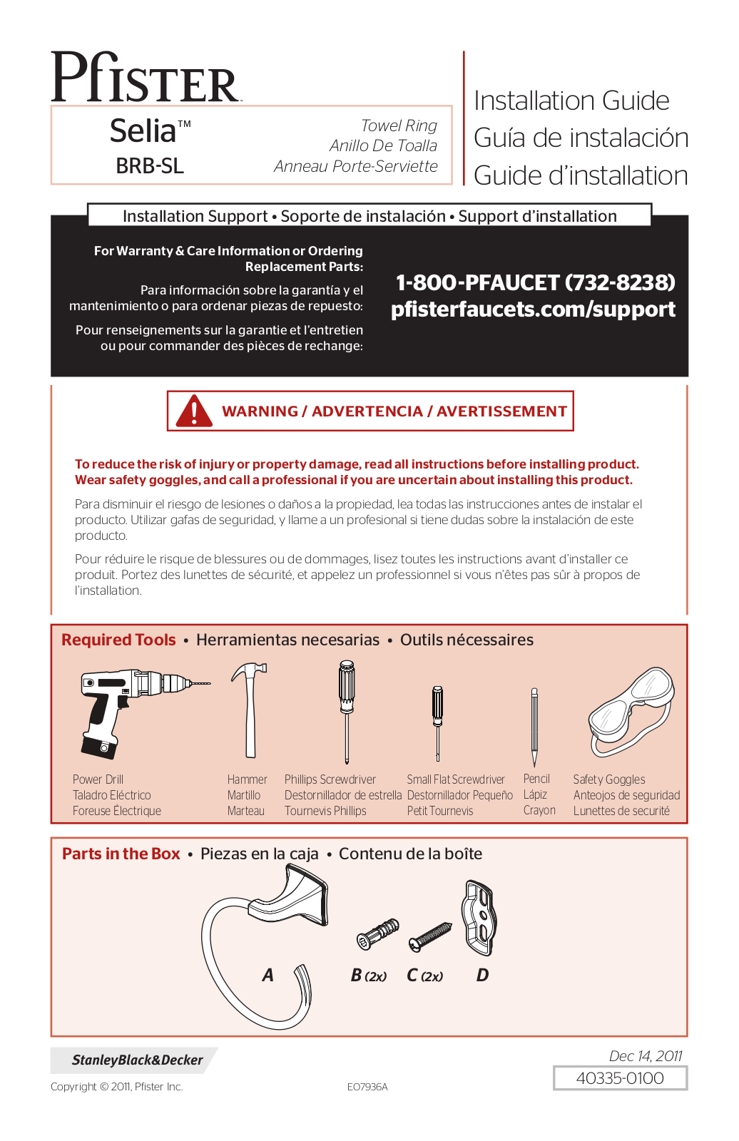 Pfister BRB-SL0K User Manual