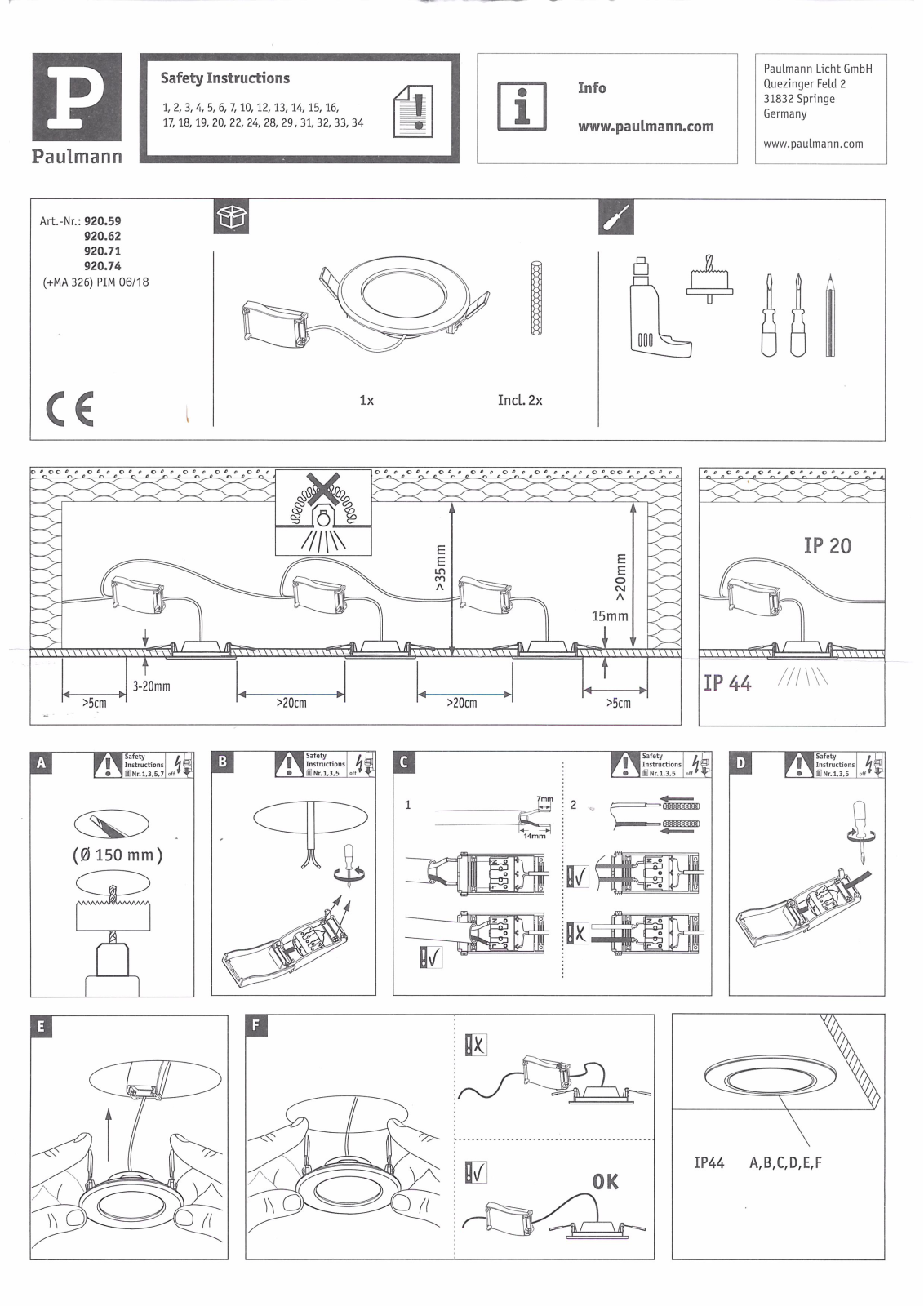 Paulmann 920.62 operation manual - ManualMachine.com