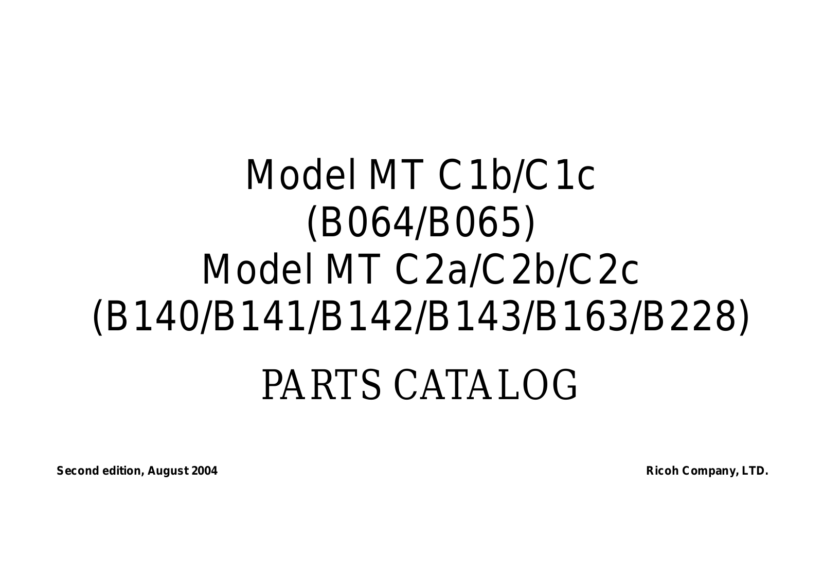 Aficio MT C1b, MT C1c, MT C2a, MT C2b, MT C2c Diagram