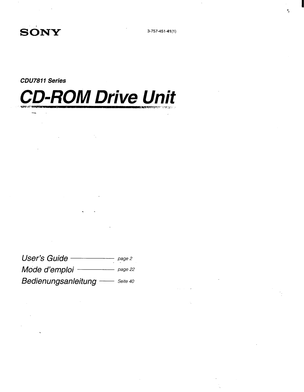 Sony CD-U7811 User Manual