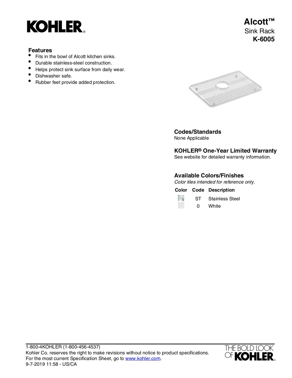 Kohler KOH20917 Specifications - ManualMachine.com