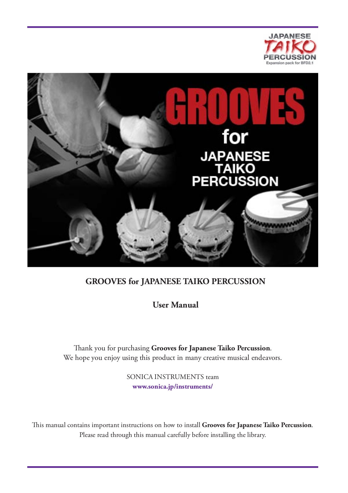 FXpansion Grooves for Japanese Taiko Percussion User Manual