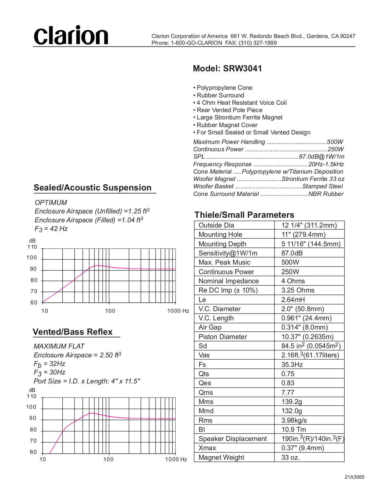 Clarion SRW3041 User Manual