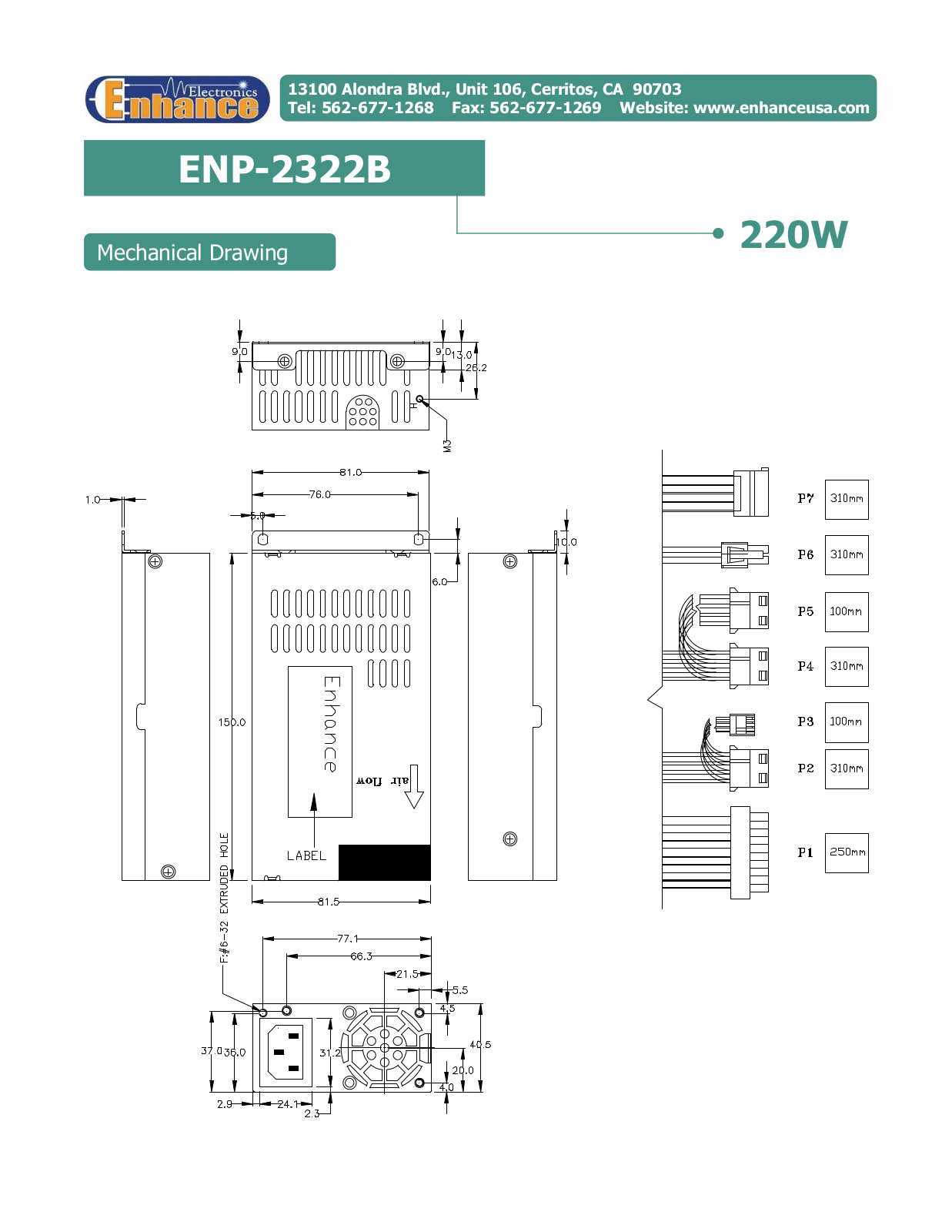 Enhance ENP-2322B MECHANICAL DRAWING