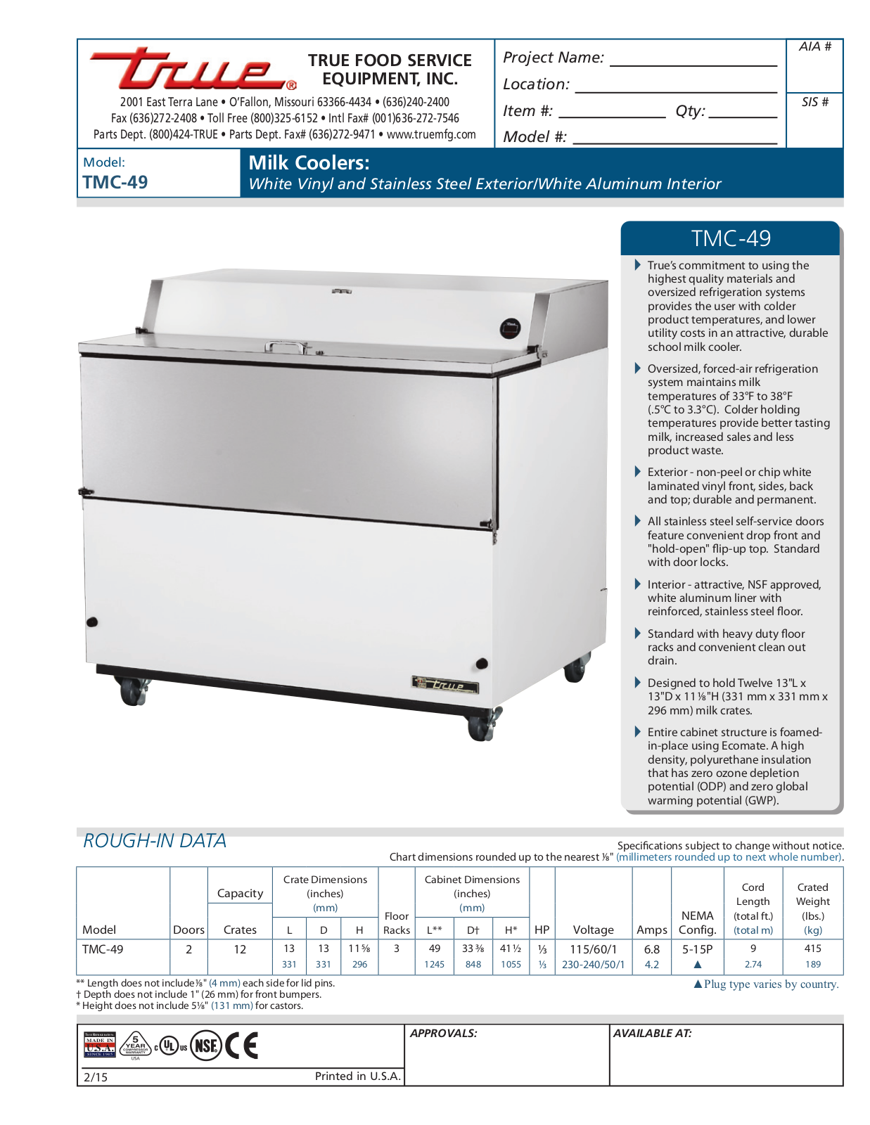 True TMC-49 User Manual