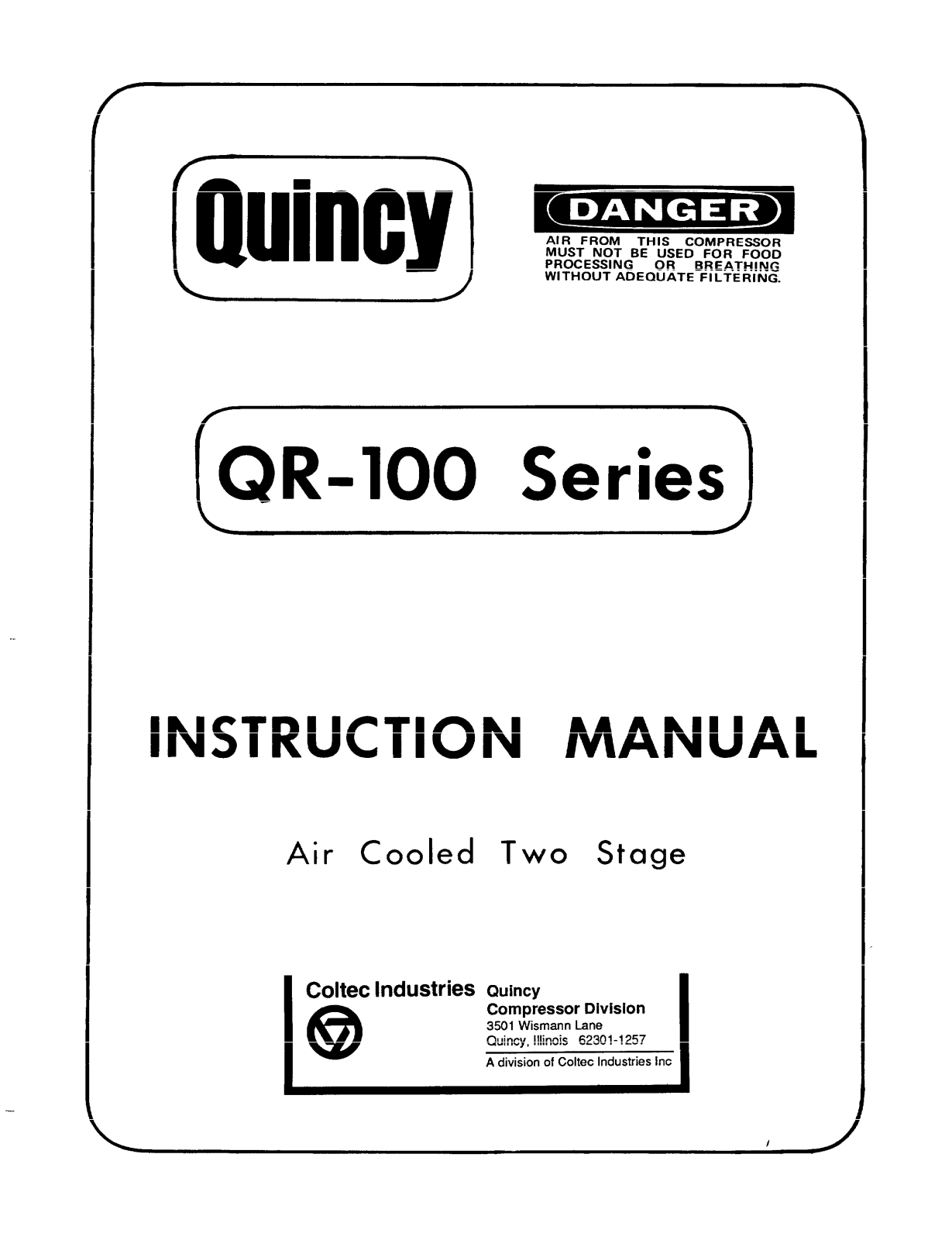 quincy QR-100 instruction manual