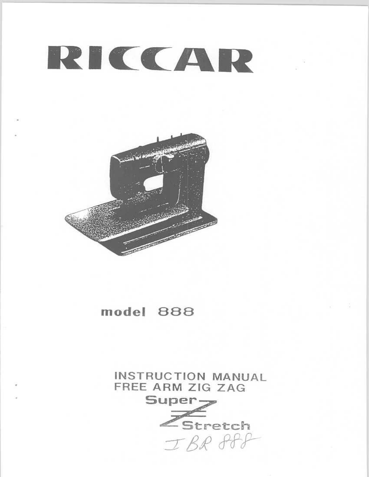 Riccar 888 User Manual