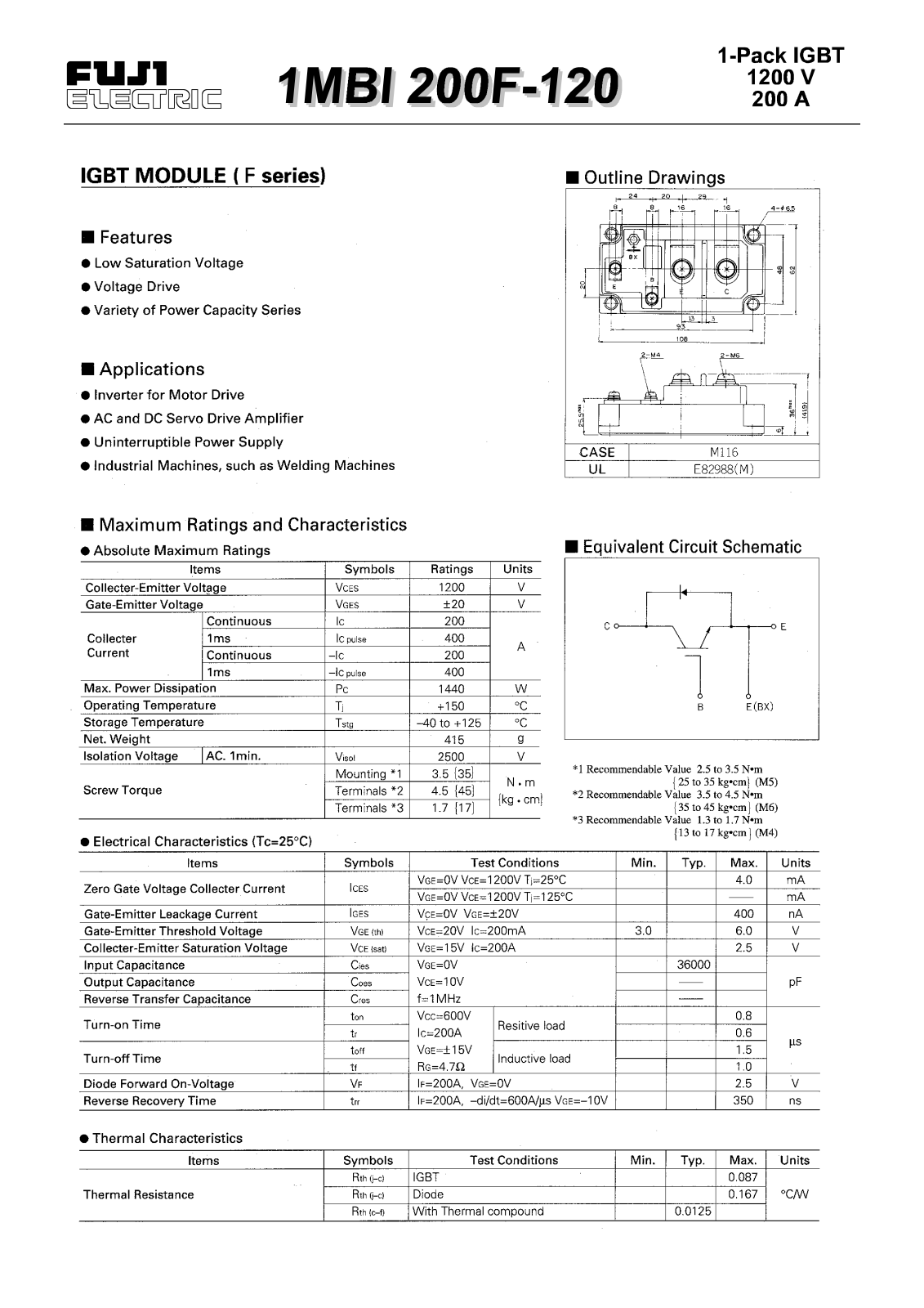 CALLM 1MBI200F-120 Datasheet