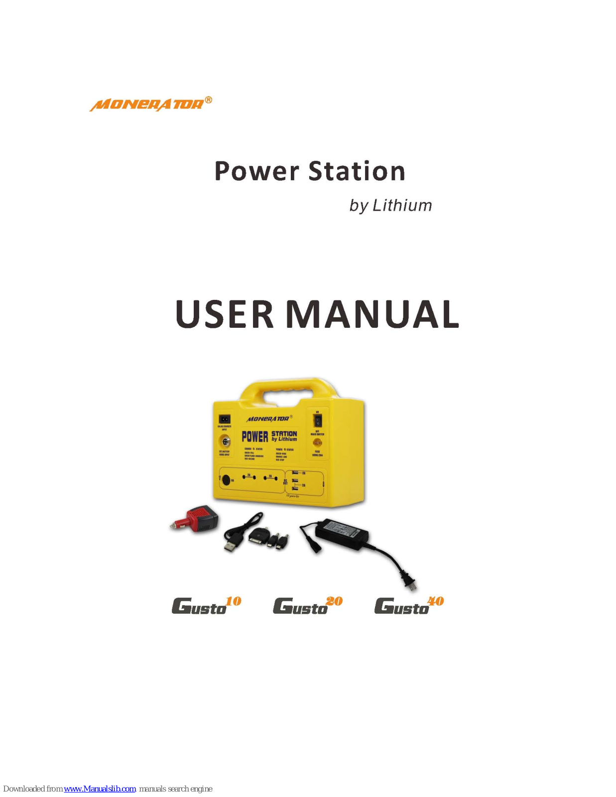 Monerator Gusto 10, Gusto 20, Gusto 40 User Manual