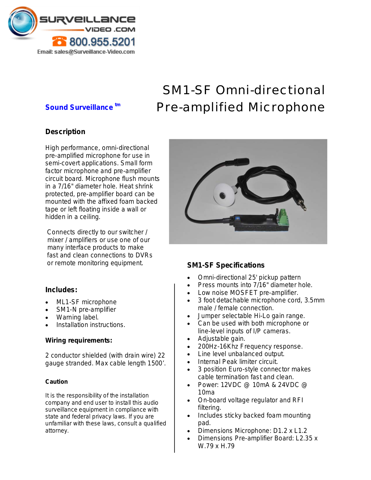 ETS SM1-P Specsheet