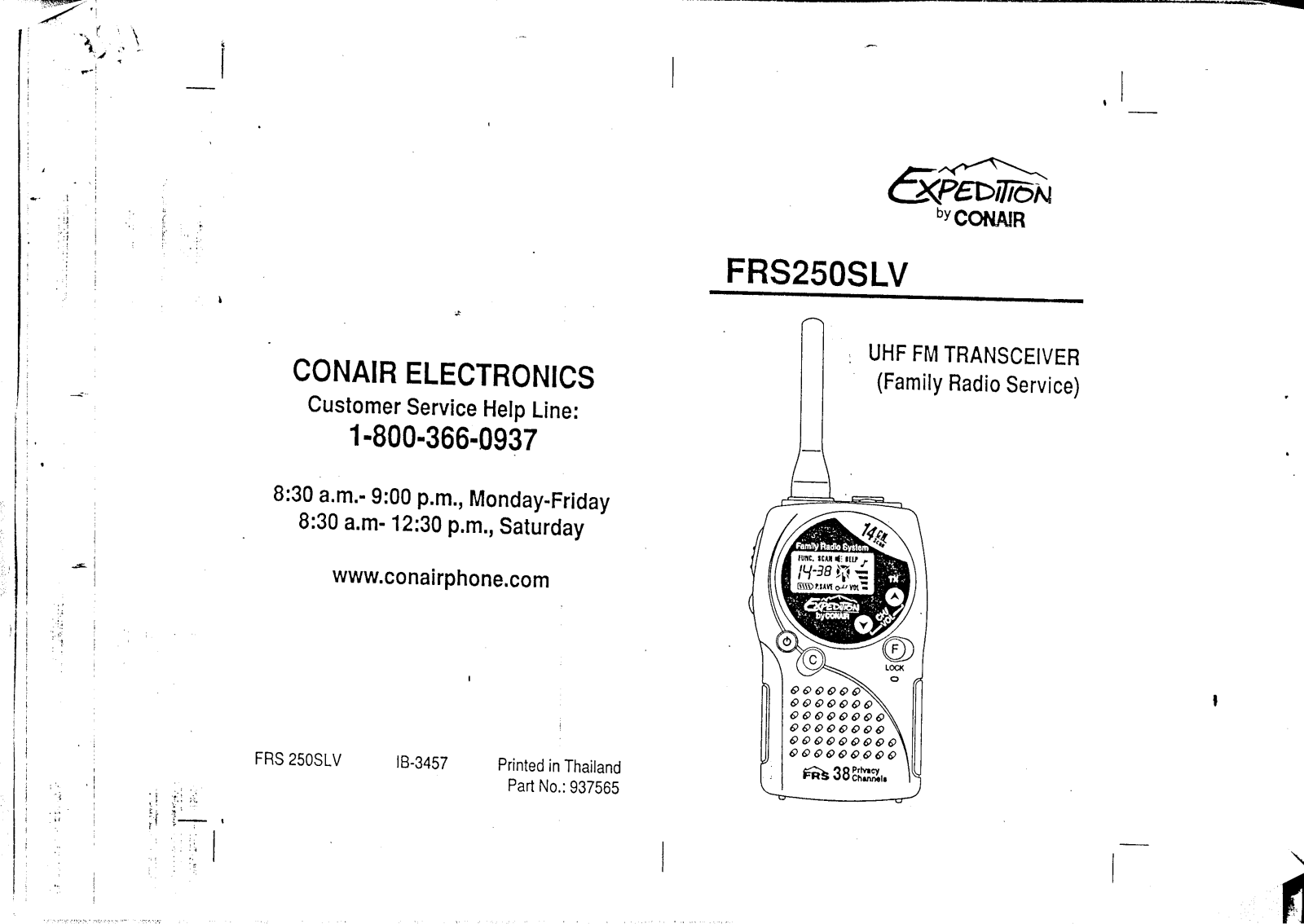 Continental Conair FRS250 User Manual