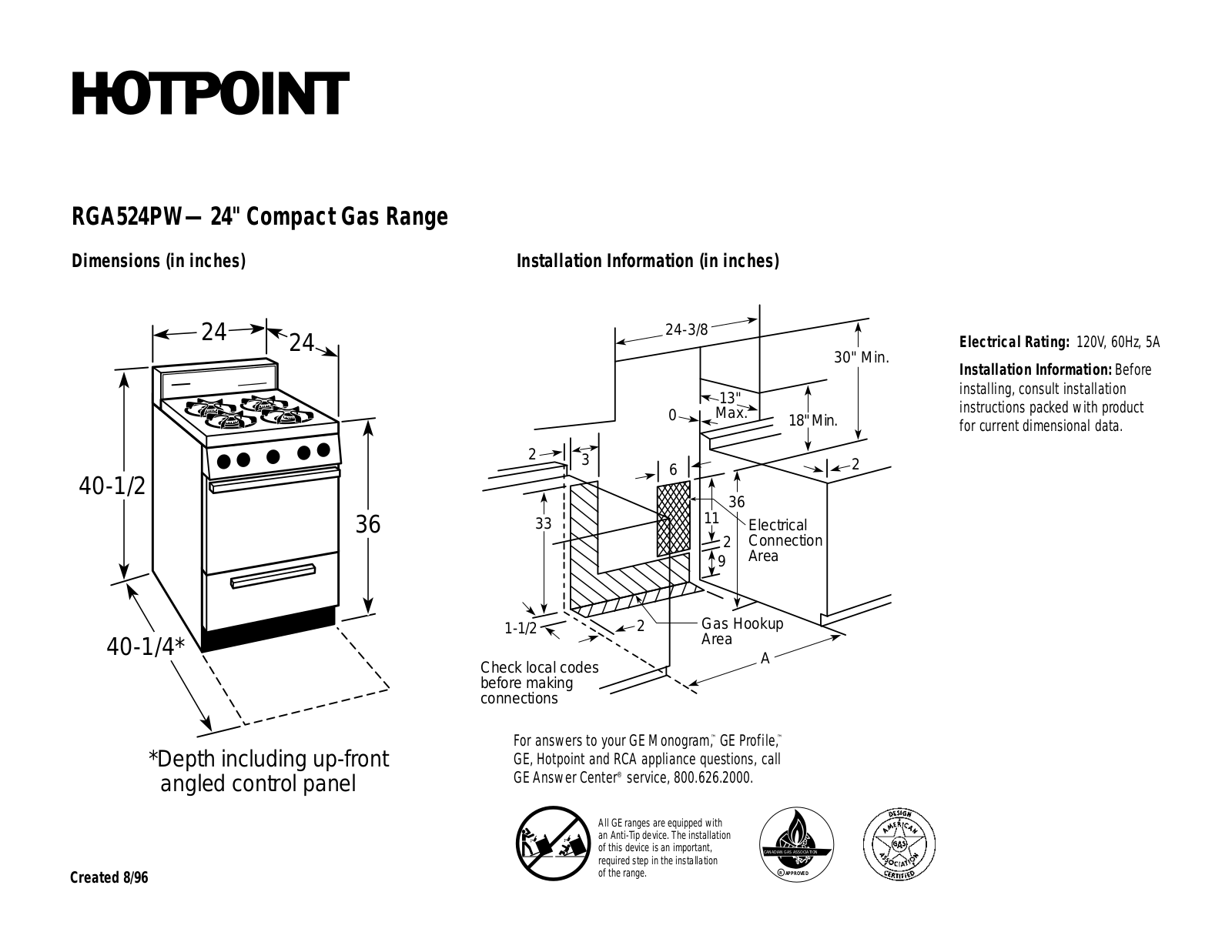 Hotpoint RGA524EW, RGA524PW User Manual