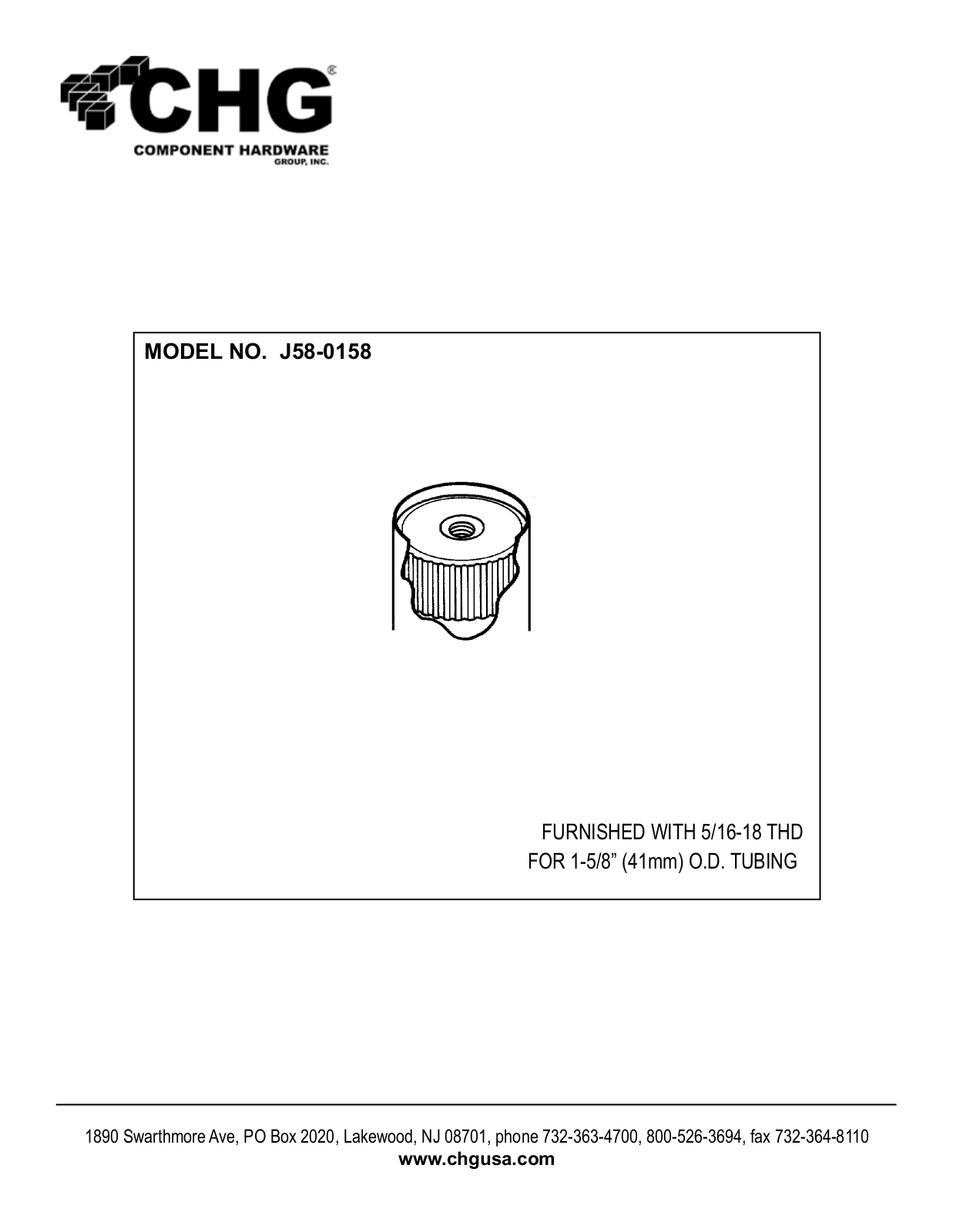 Component Hardware J58-0158 User Manual