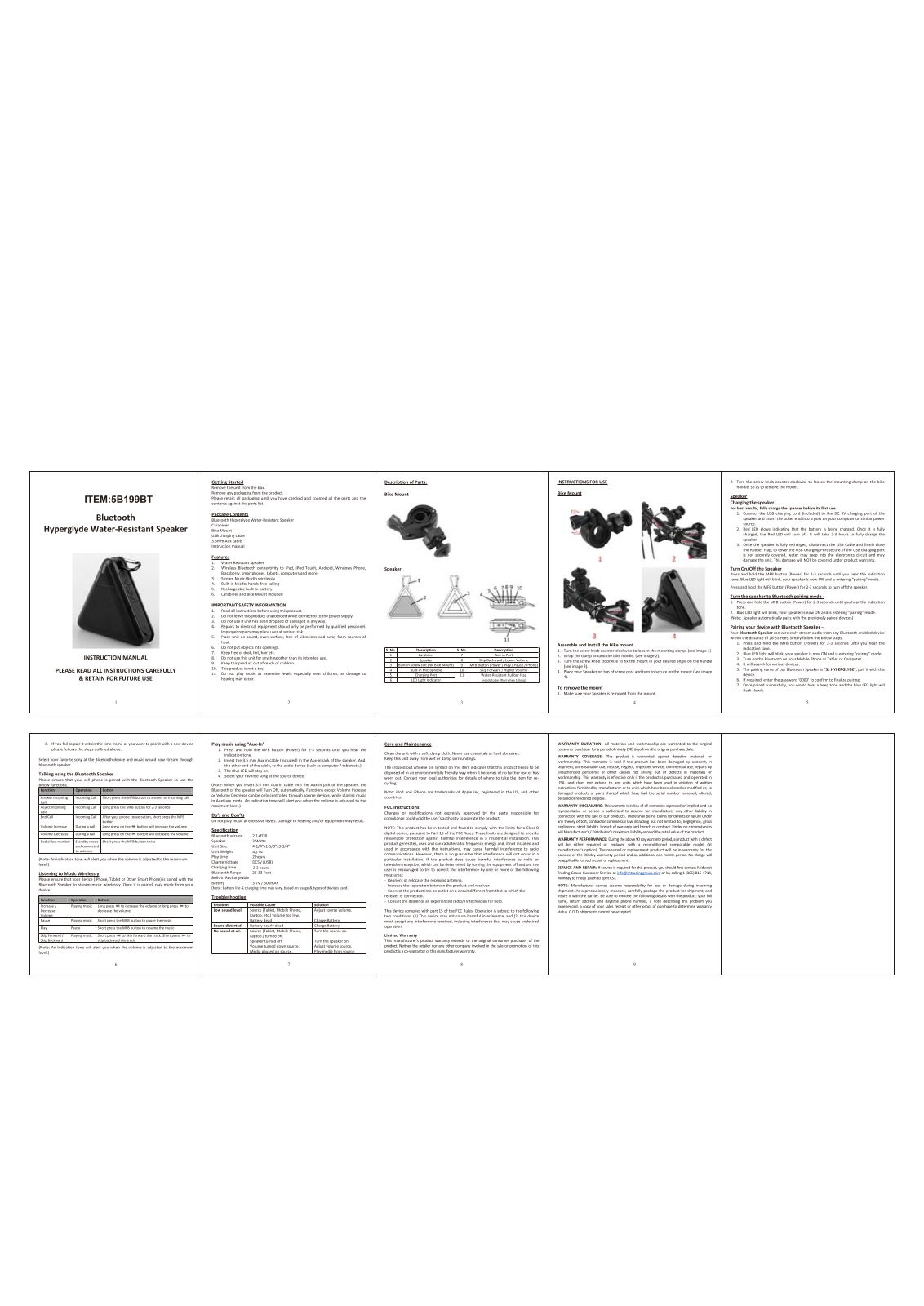 TEKSUN TECHNOLOGY 5B199BT User Manual