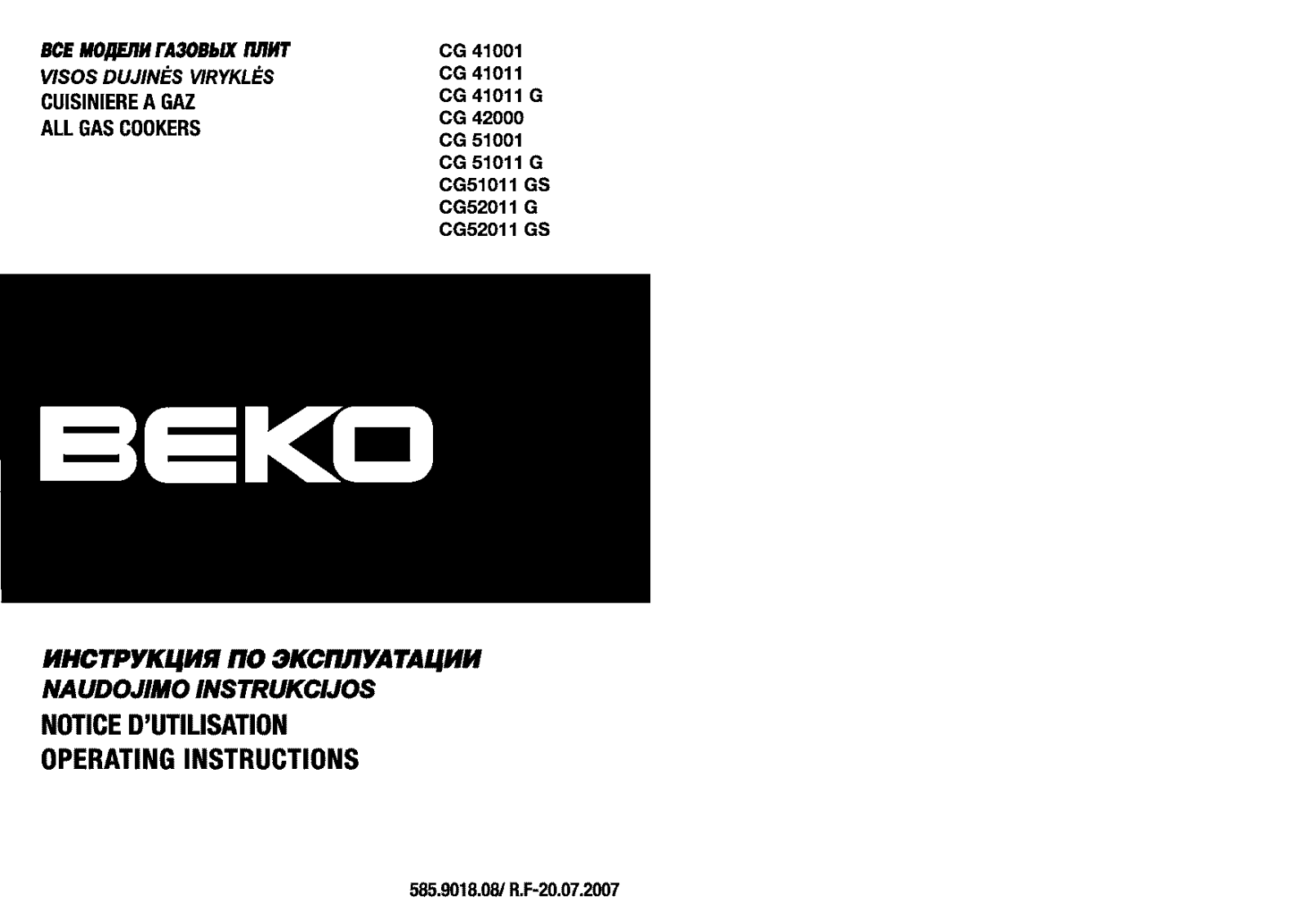 Beko CG 51011 G User Manual