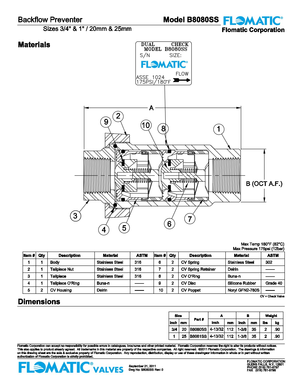 Flomatic B8080SS Shematics