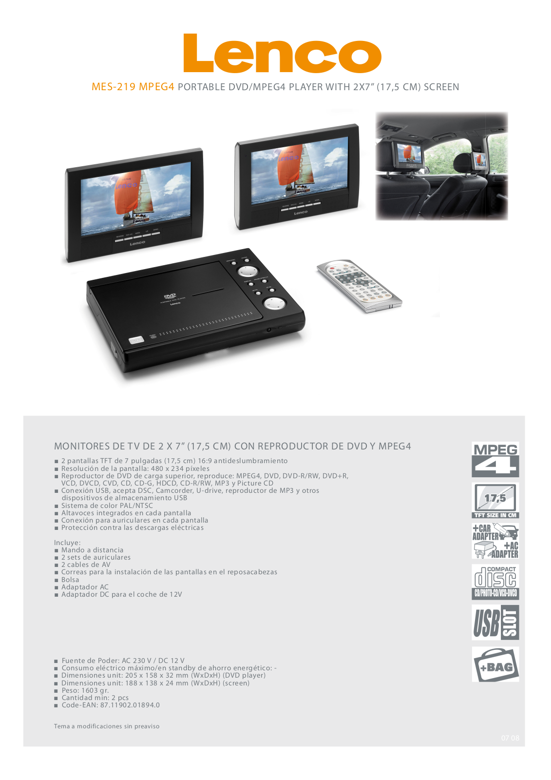 Lenco MES-219 MPEG4 BROCHURE