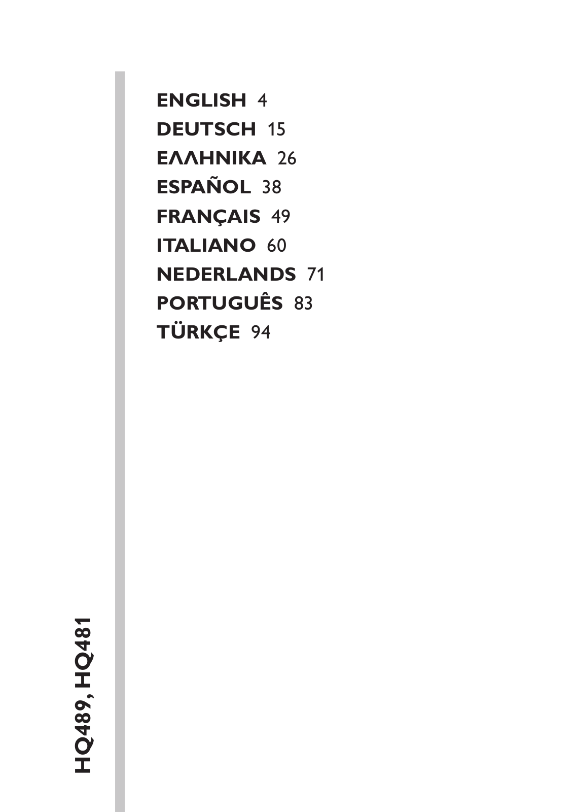 Philips HQ481/33, HQ481/16 User Manual