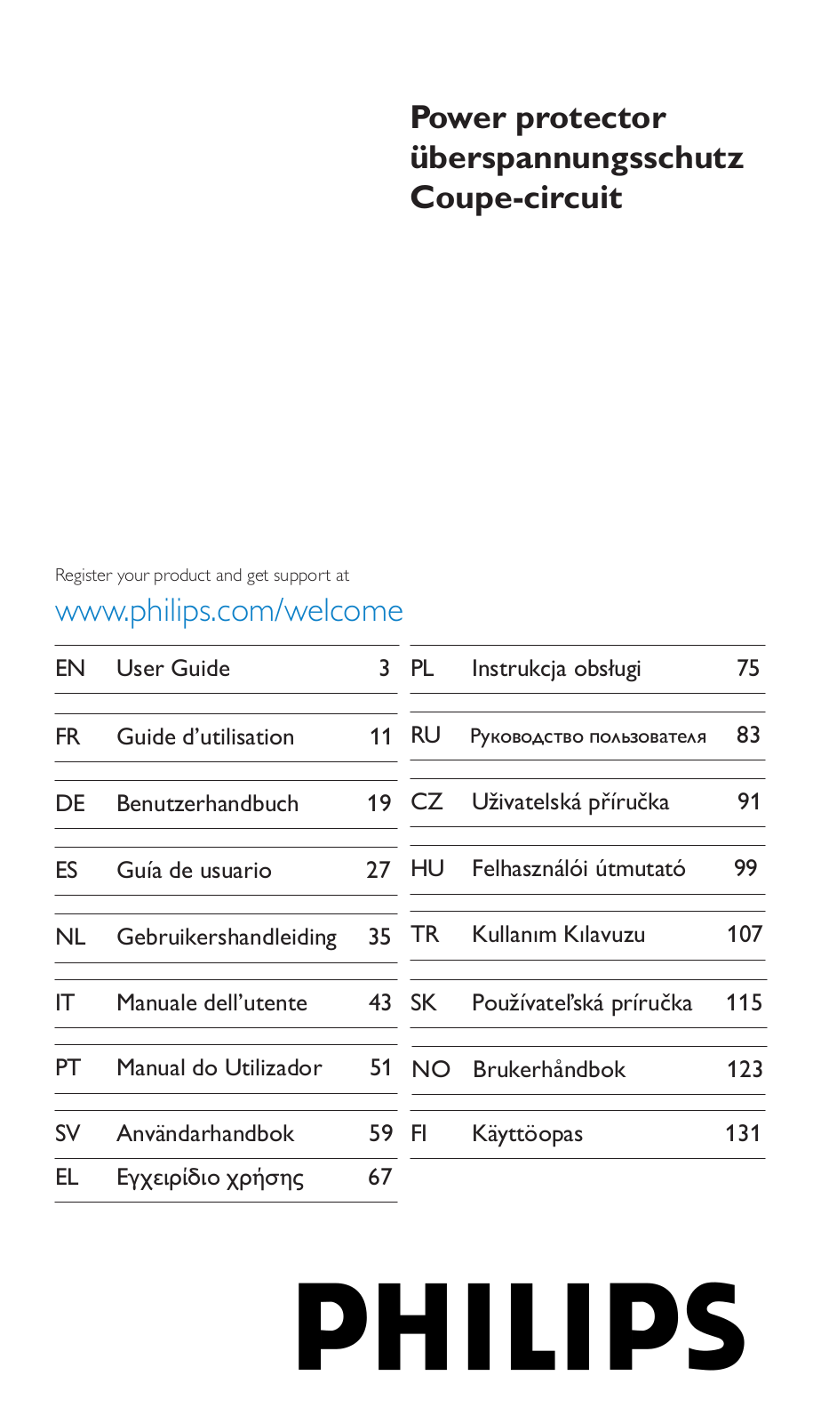 Philips Protector de sobrevoltaje User Manual