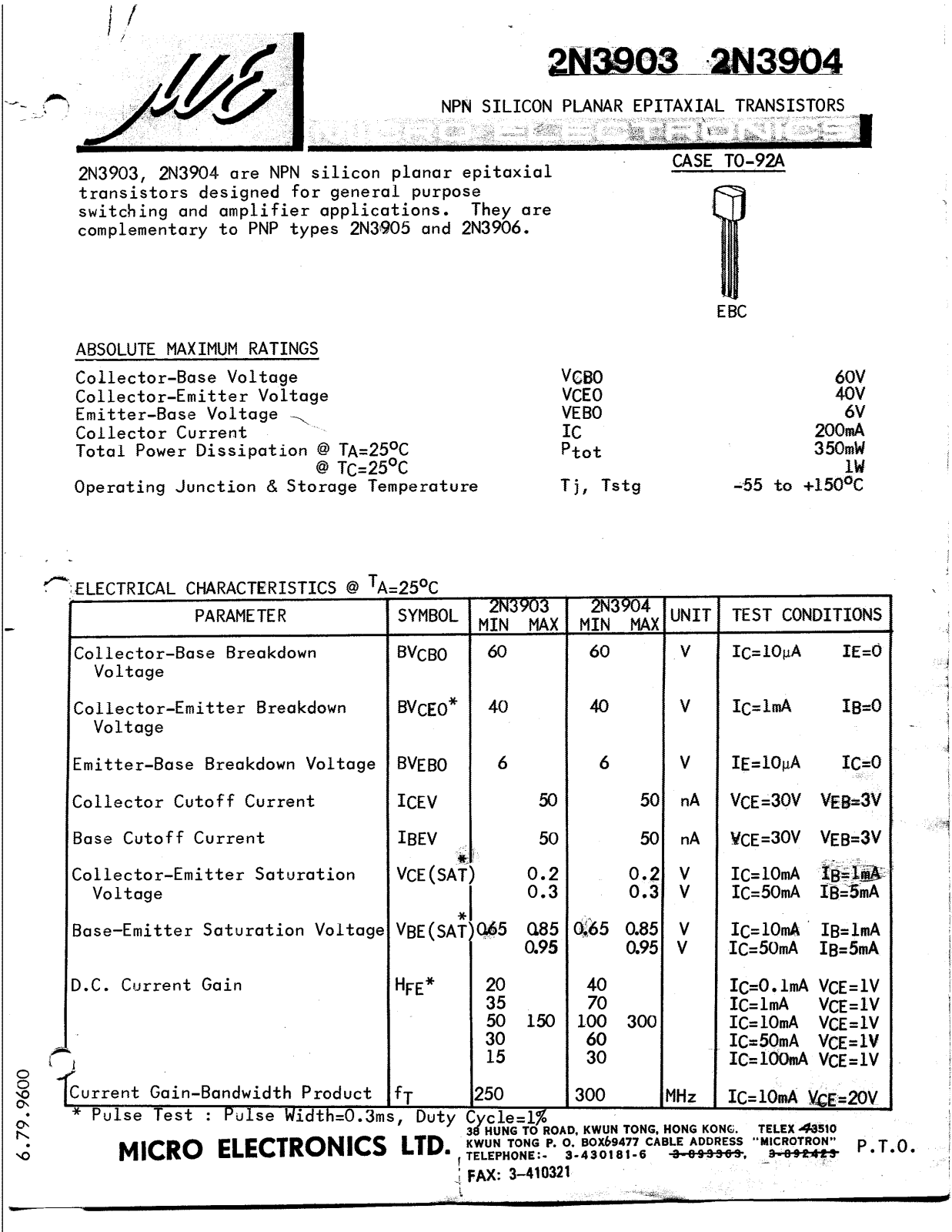 ME 2N3903 Datasheet