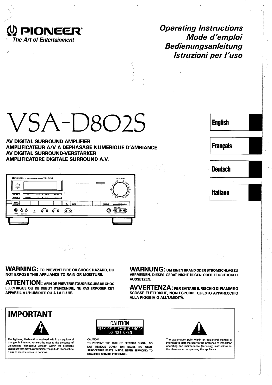 Pioneer VSA-D802S Manual
