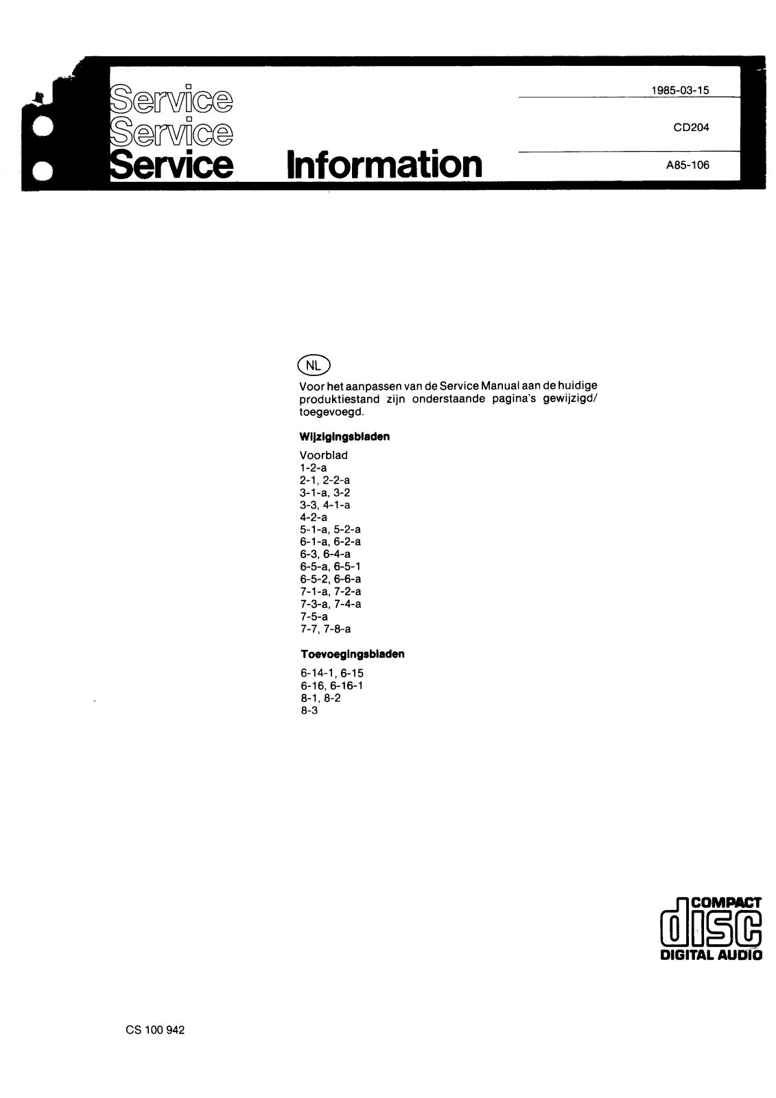 Philips CD204 SM2 Schematic