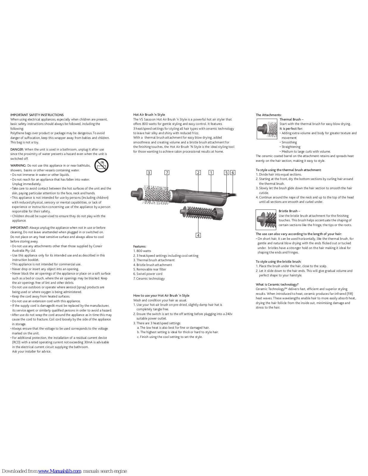 VS Sassoon VS8080A Instruction Booklet