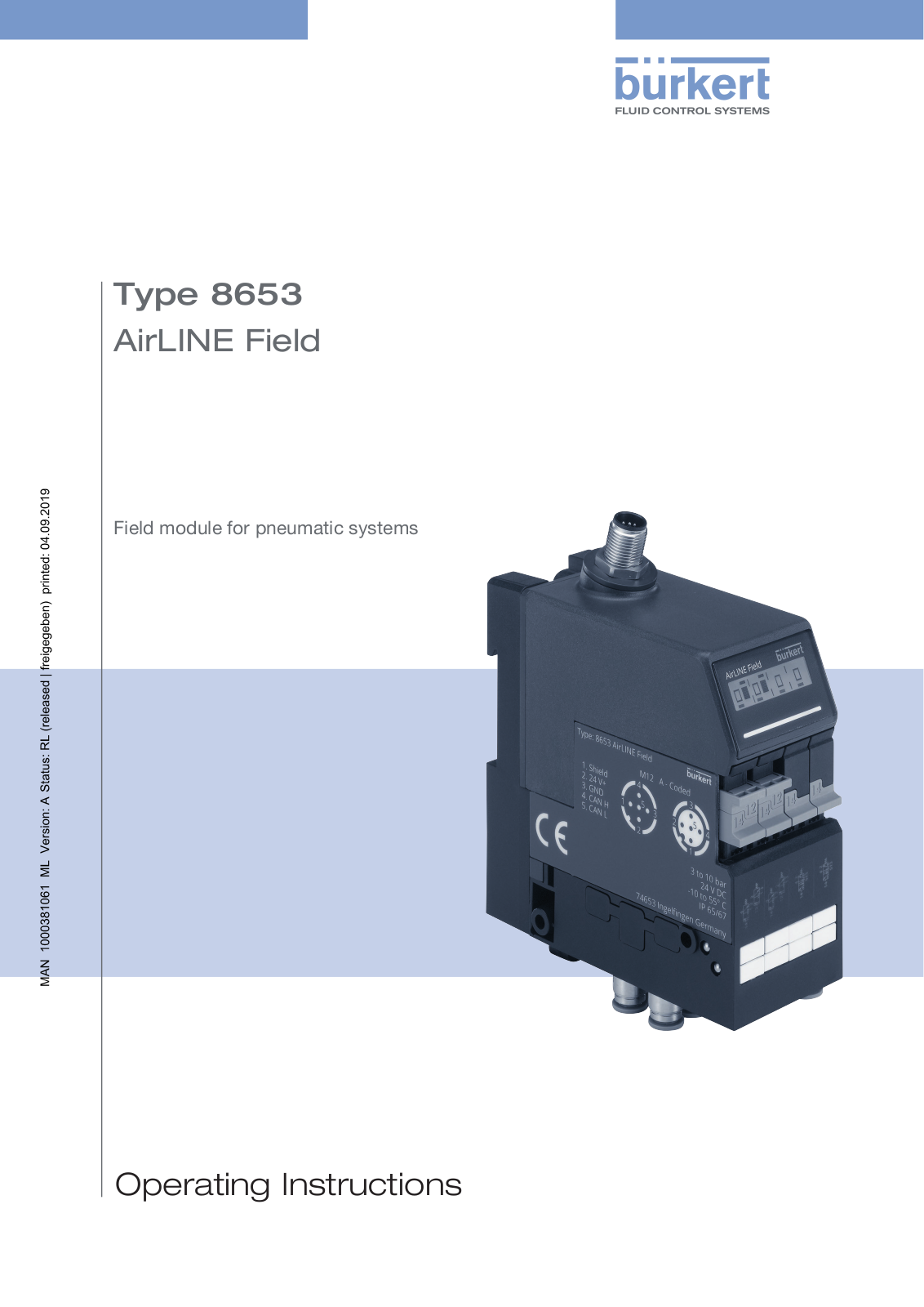 Burkert 8653 AirLINE Field Operating Instructions Manual