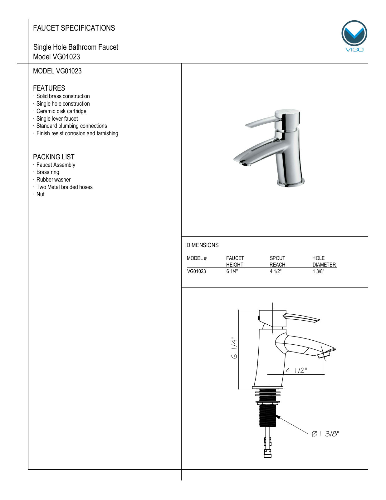 Vigo VG01023 User Manual