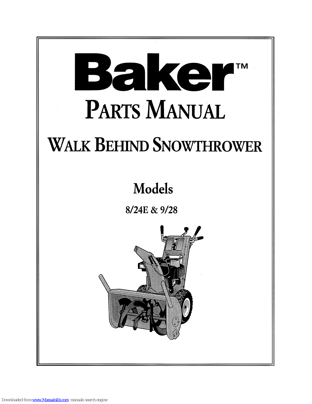 Simplicity Baker 8/24E, 9/28, Baker 9/28, 8-60, 8-70 Parts Manual