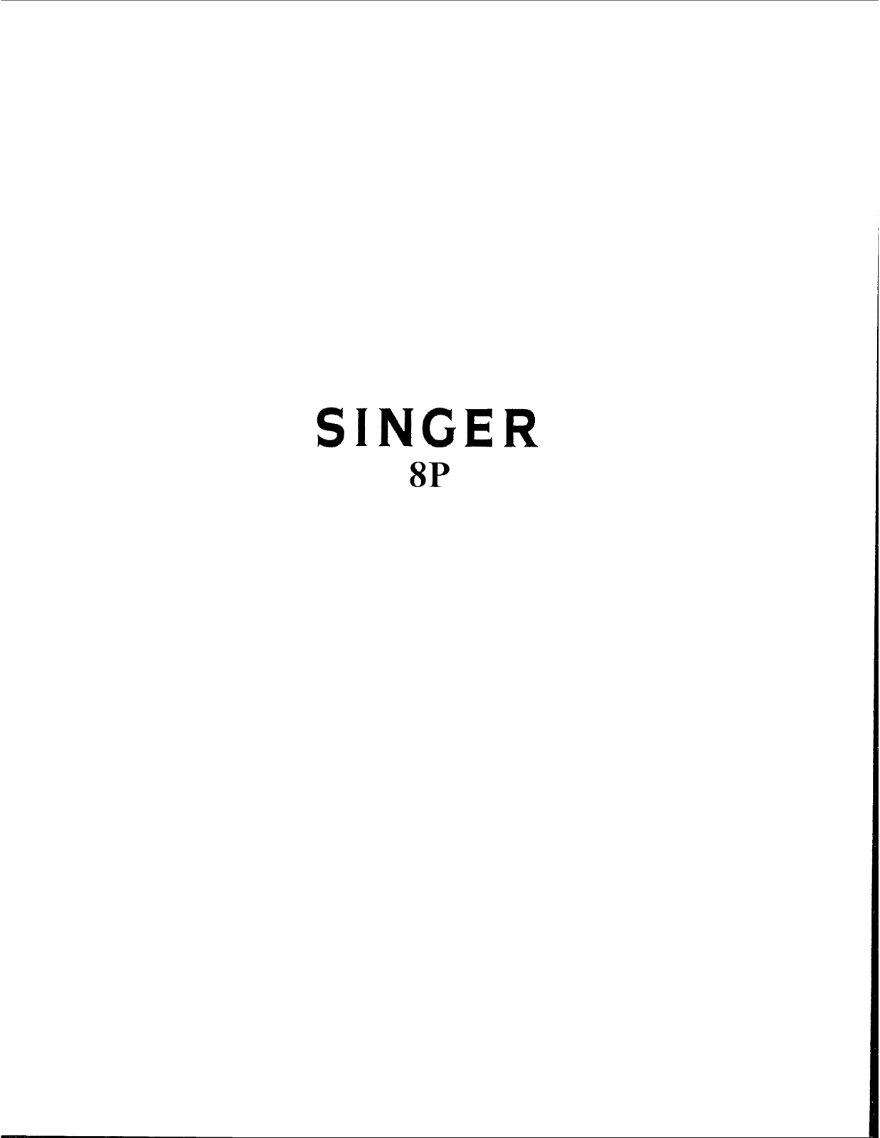 Singer 8P User Manual