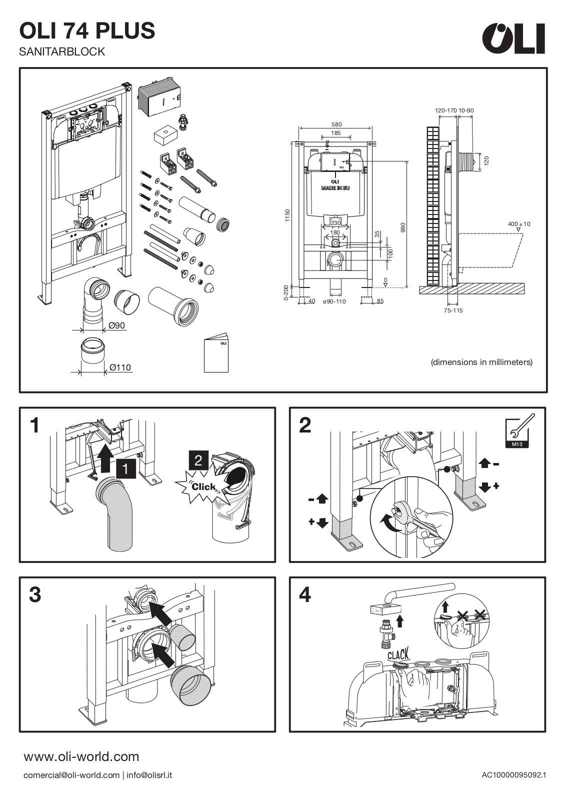 OLI 74 PLUS SANITARBLOCK Installation guide