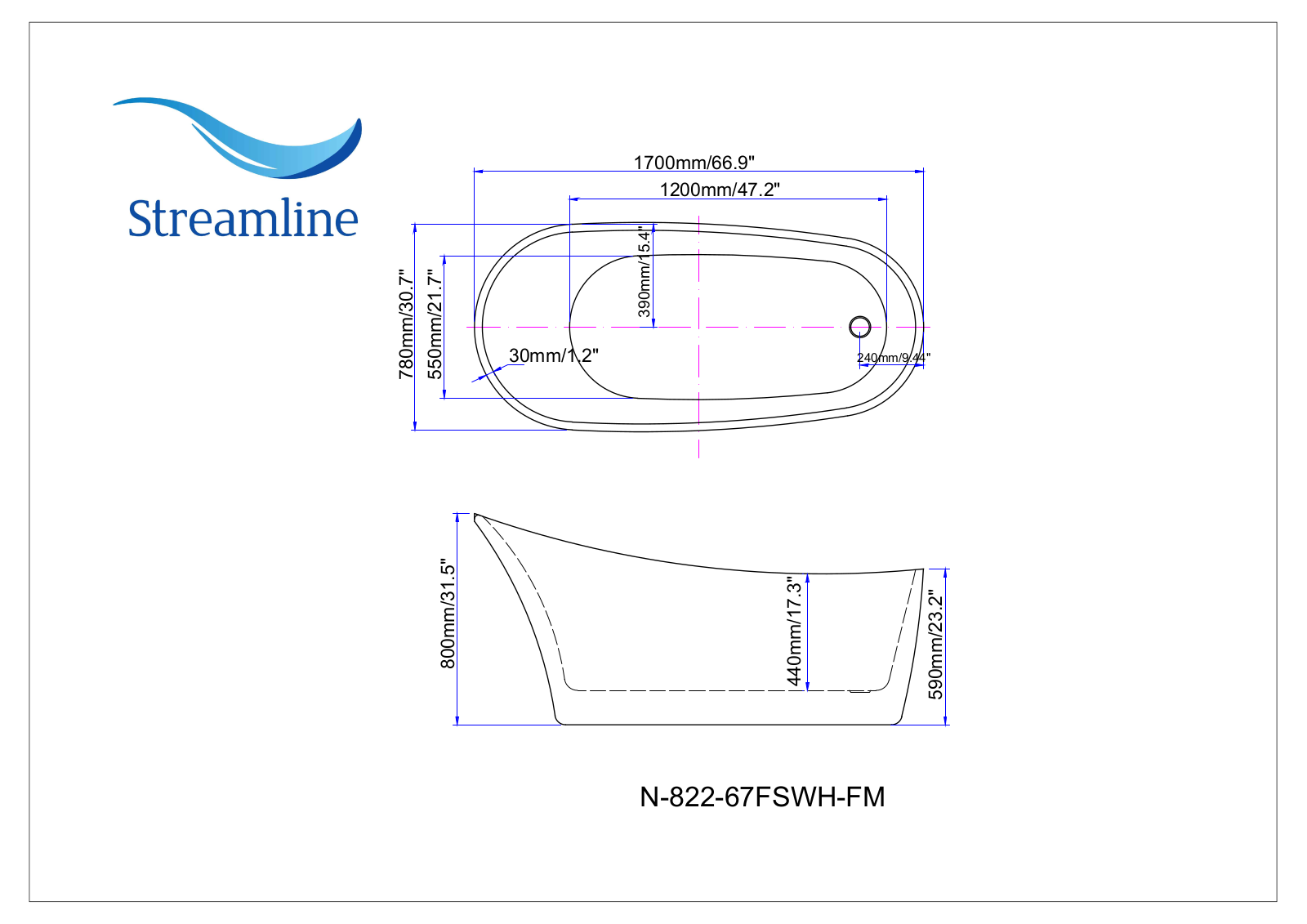 Streamline N82267FSWHFM Specifications