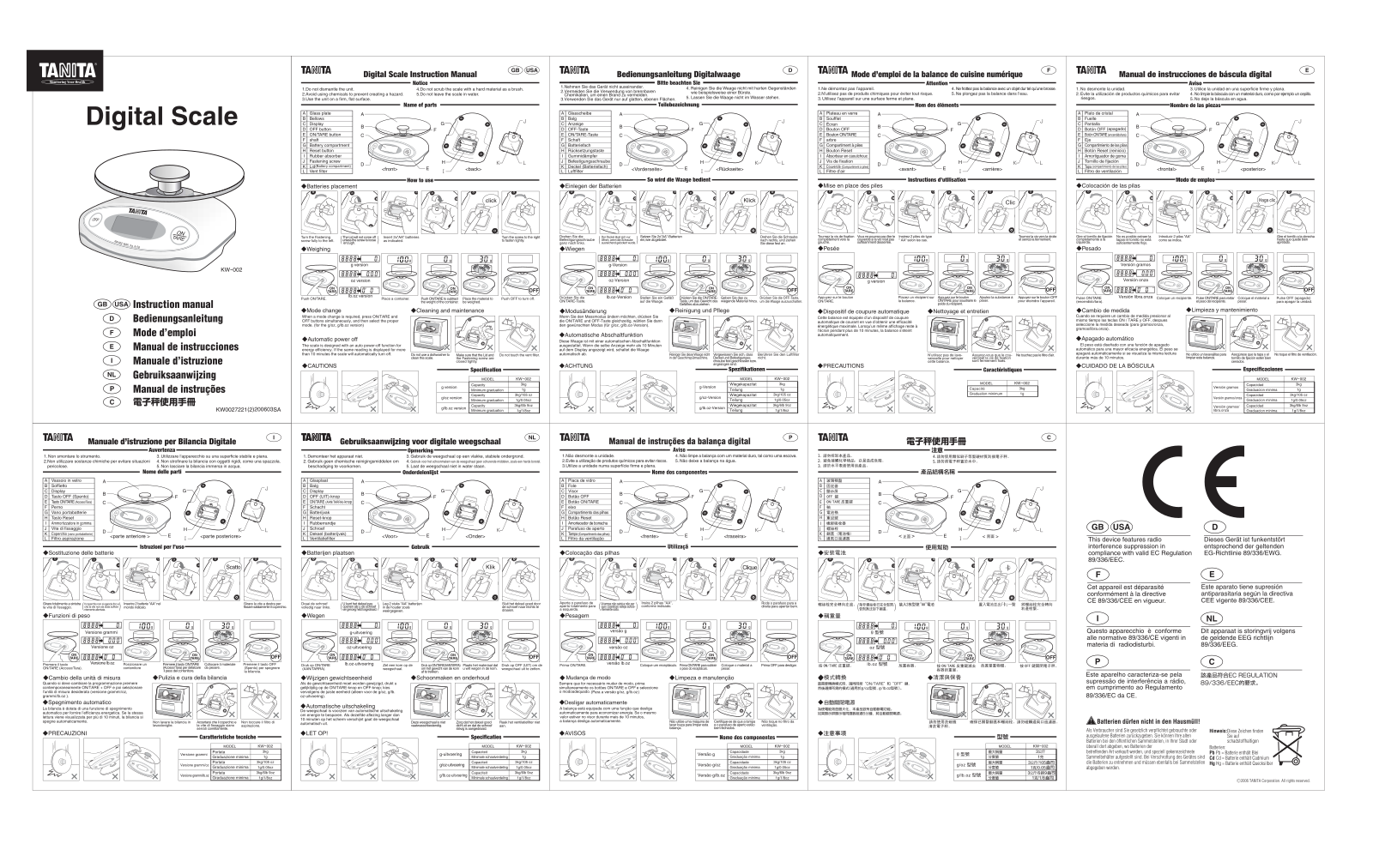 Tanita KW002 User Manual